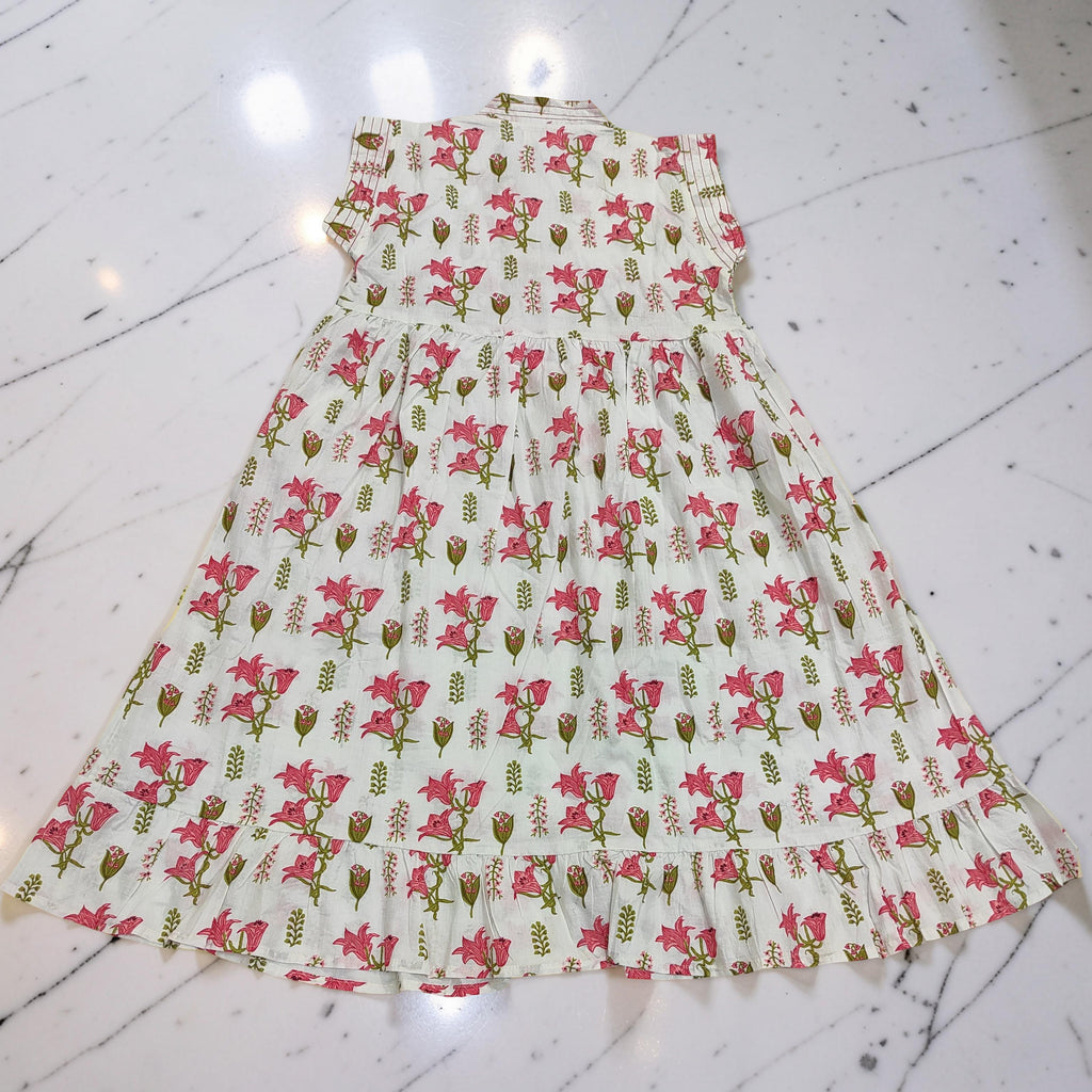 6-7 Year Amani Printed Cotton Girls Dress 38" Short Sleeves Jalabiya 25804-1399 JP