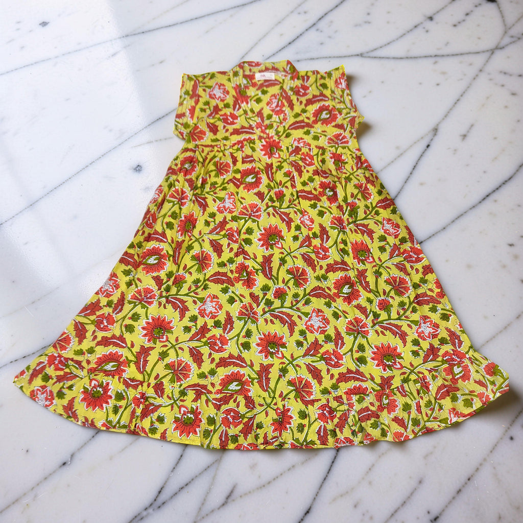 6-7 Year Amani Printed Cotton Girls Dress 38" Short Sleeves Jalabiya 25805-1399 JP