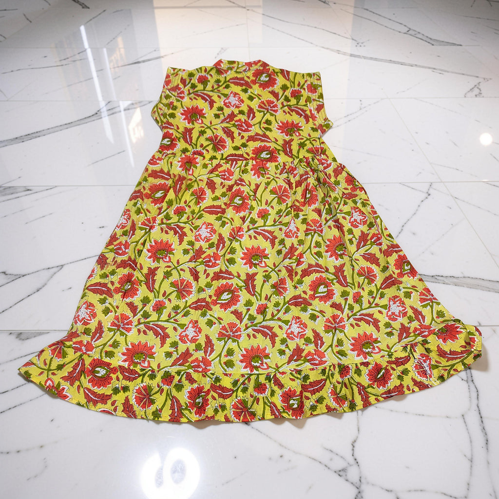 6-7 Year Amani Printed Cotton Girls Dress 38" Short Sleeves Jalabiya 25805-1399 JP