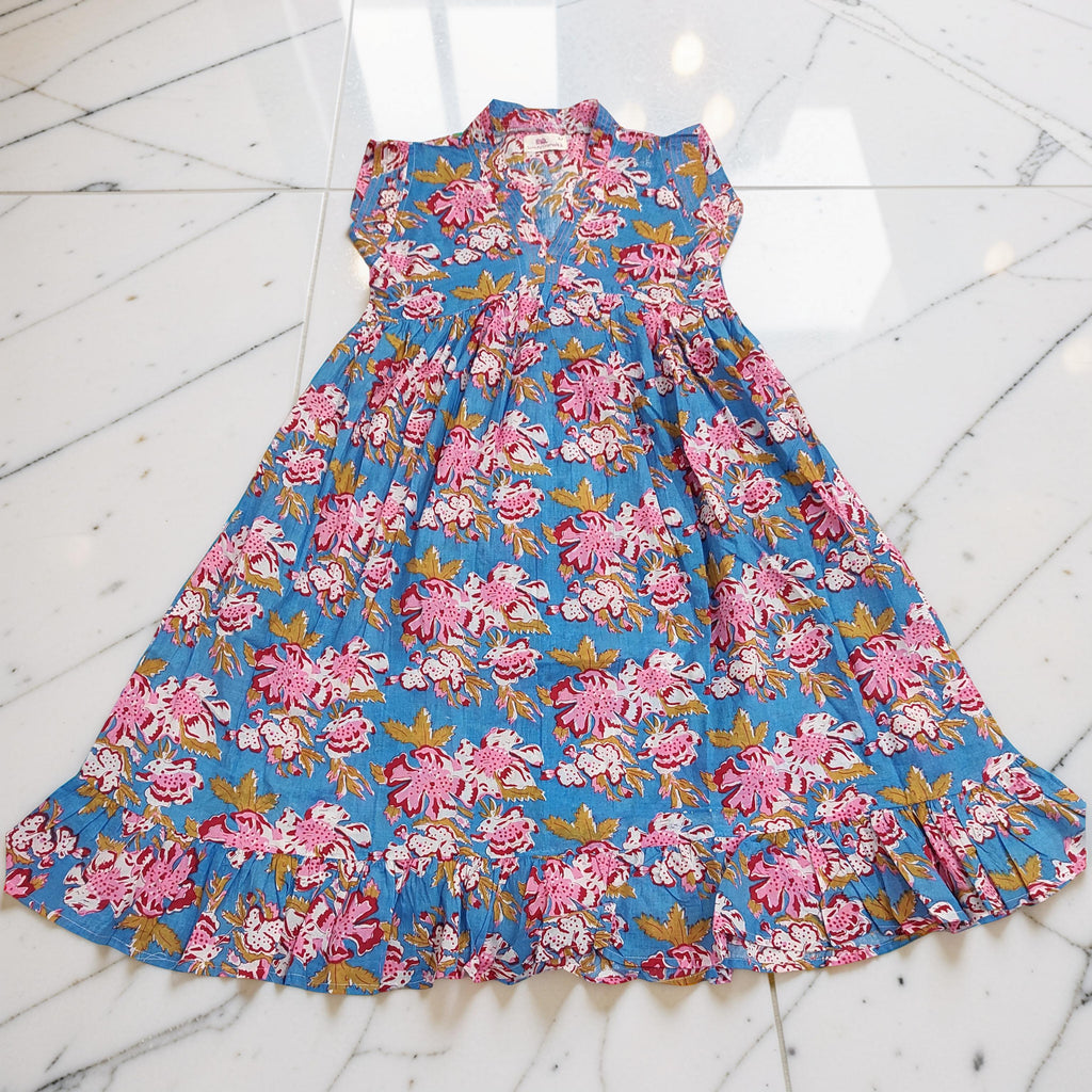 6-7 Year Amani Printed Cotton Girls Dress 38" Short Sleeves Jalabiya 25807-1399 JP