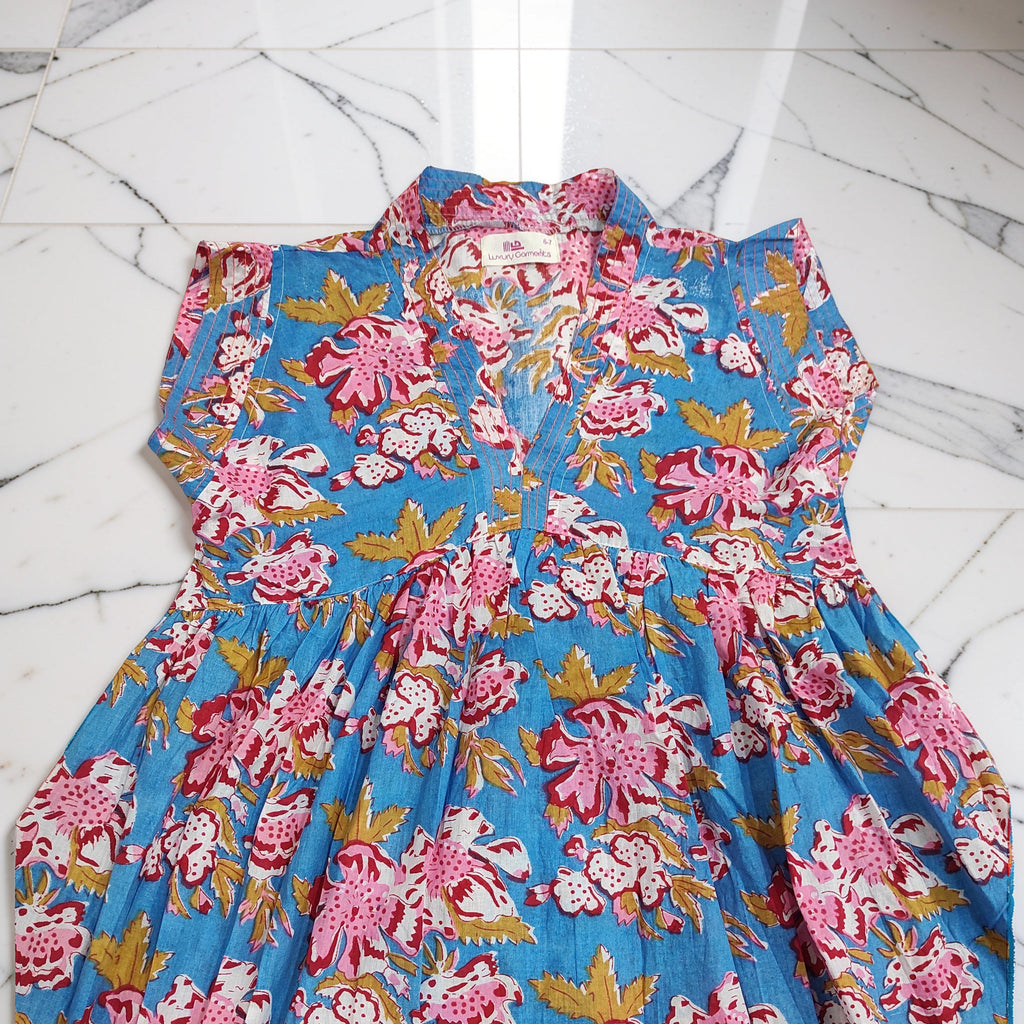 6-7 Year Amani Printed Cotton Girls Dress 38" Short Sleeves Jalabiya 25807-1399 JP