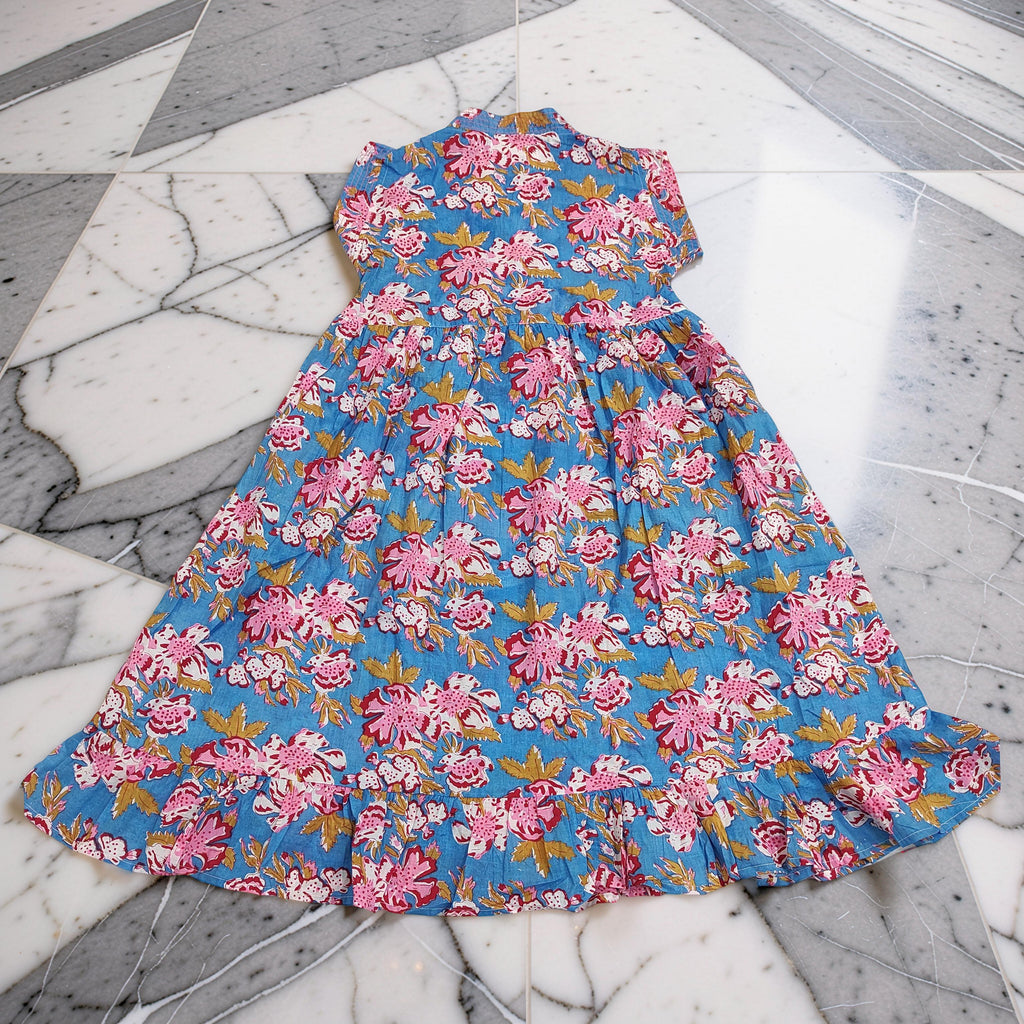 6-7 Year Amani Printed Cotton Girls Dress 38" Short Sleeves Jalabiya 25807-1399 JP