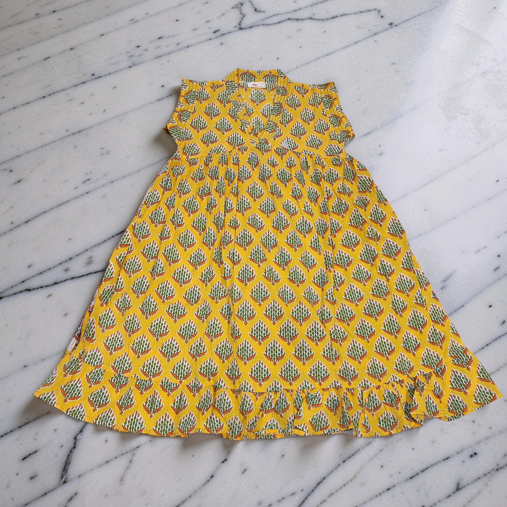 6-7 Year Amani Printed Cotton Girls Dress 38" Short Sleeves Jalabiya 25810-1399 JP
