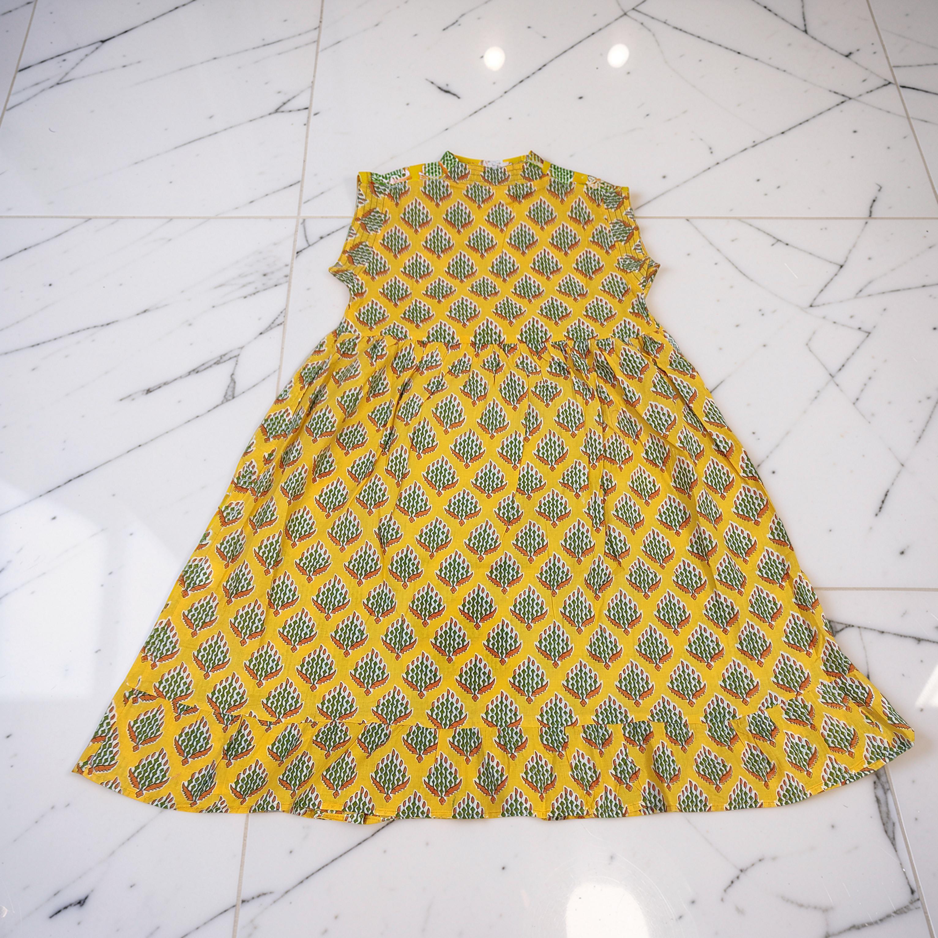 6-7 Year Amani Printed Cotton Girls Dress 38" Short Sleeves Jalabiya 25810-1399 JP