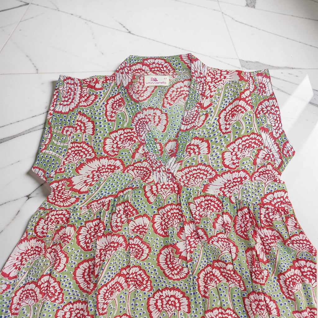 6-7 Year Amani Printed Cotton Girls Dress 38" Short Sleeves Jalabiya 25811-1399 JP