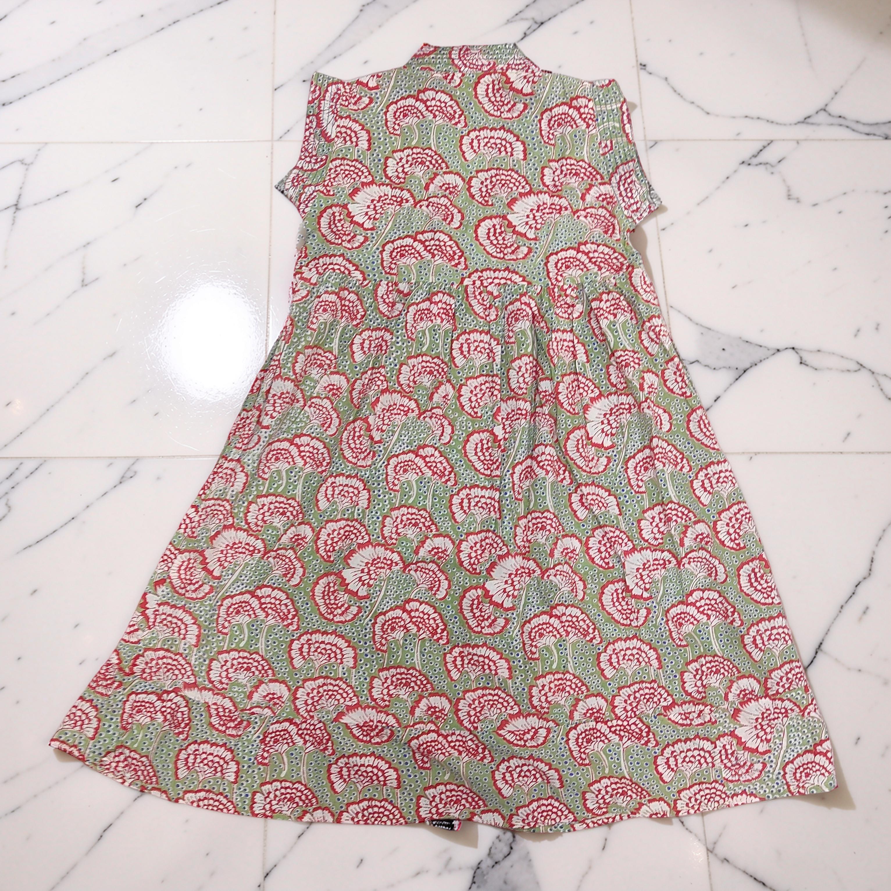 6-7 Year Amani Printed Cotton Girls Dress 38" Short Sleeves Jalabiya 25811-1399 JP