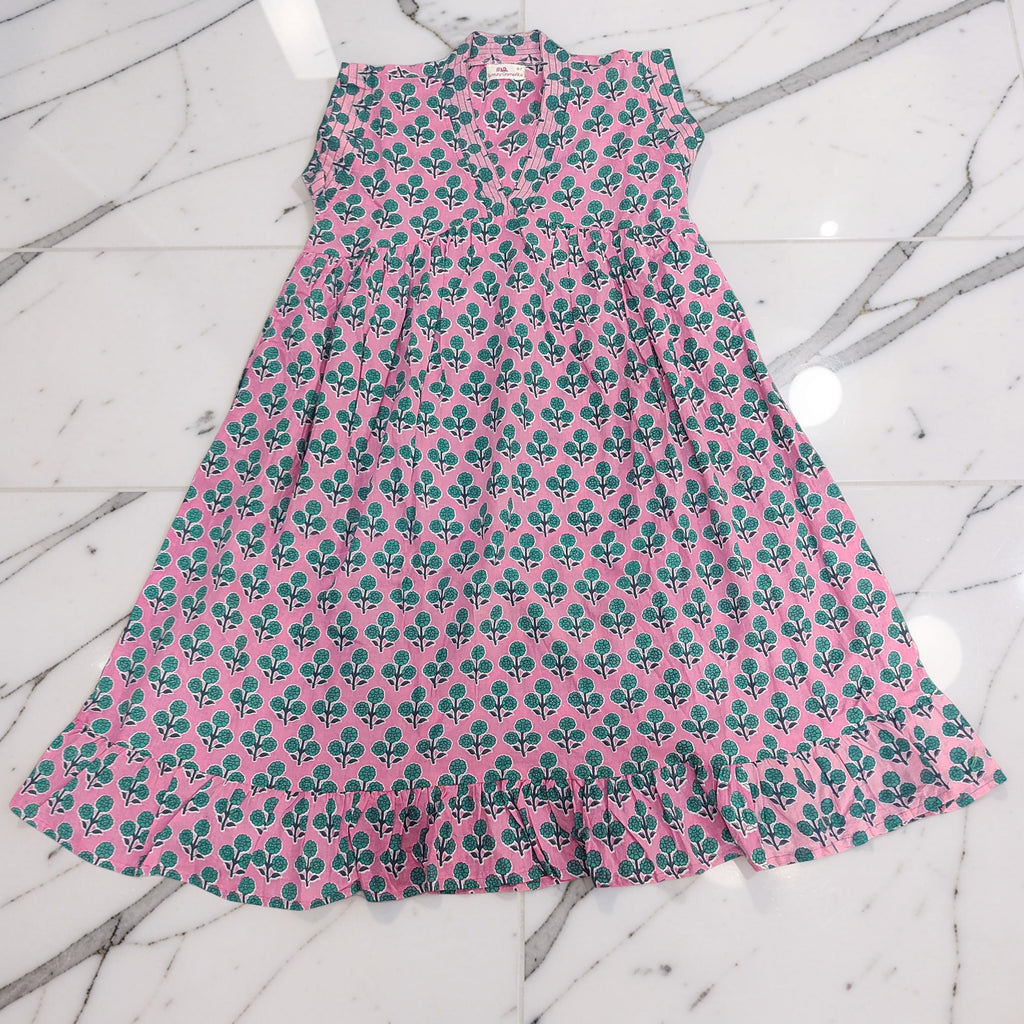 6-7 Year Amani Printed Cotton Girls Dress 38" Short Sleeves Jalabiya 25812-1399 JP