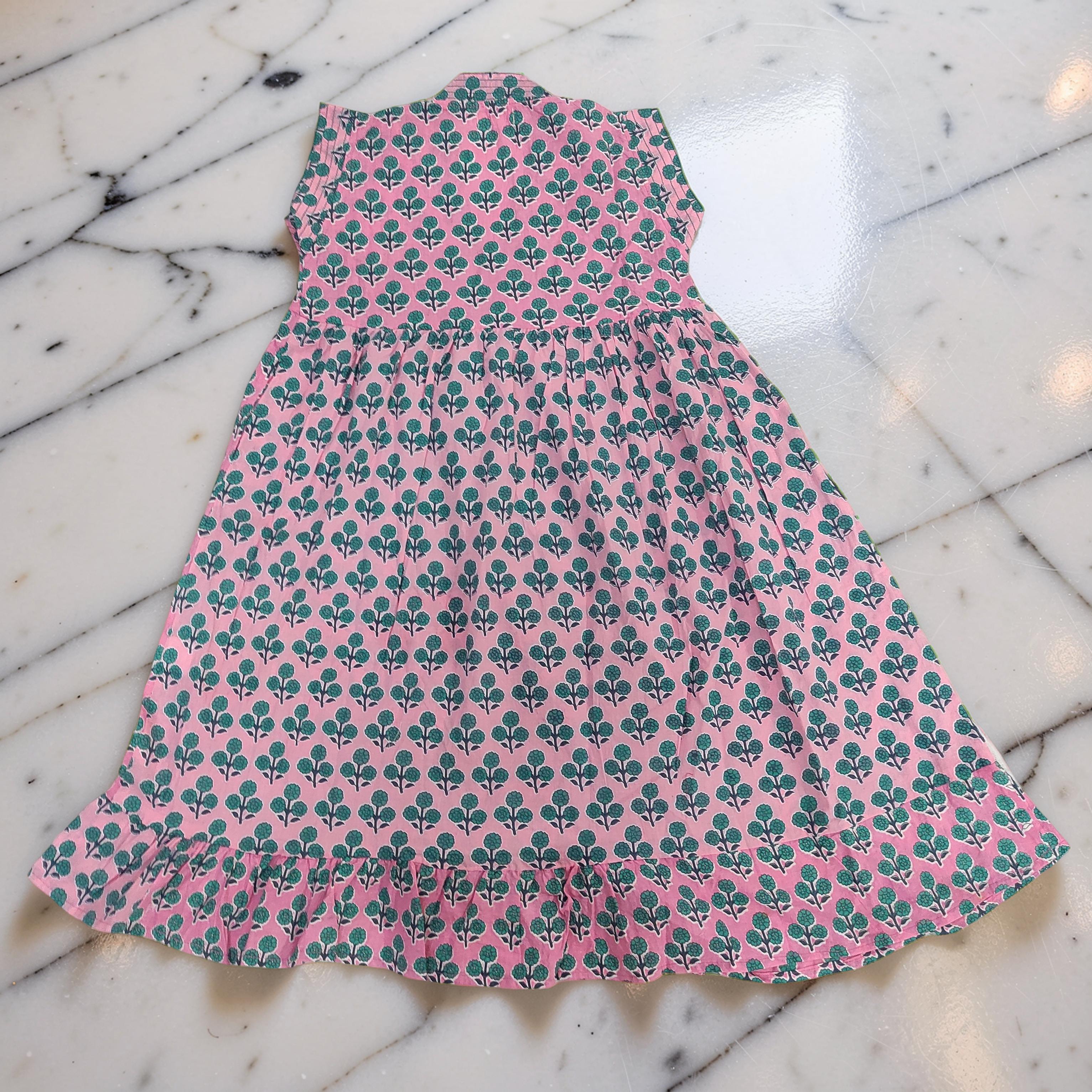 6-7 Year Amani Printed Cotton Girls Dress 38" Short Sleeves Jalabiya 25812-1399 JP