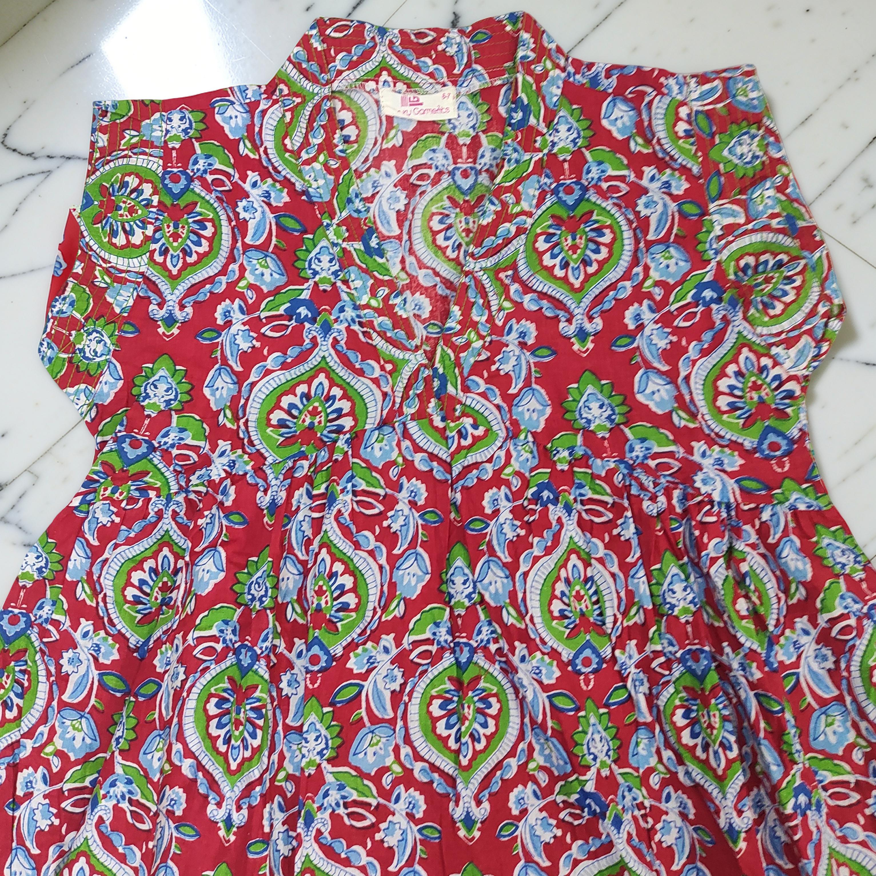 6-7 Year Amani Printed Cotton Girls Dress 38" Short Sleeves Jalabiya 25814-1399 JP