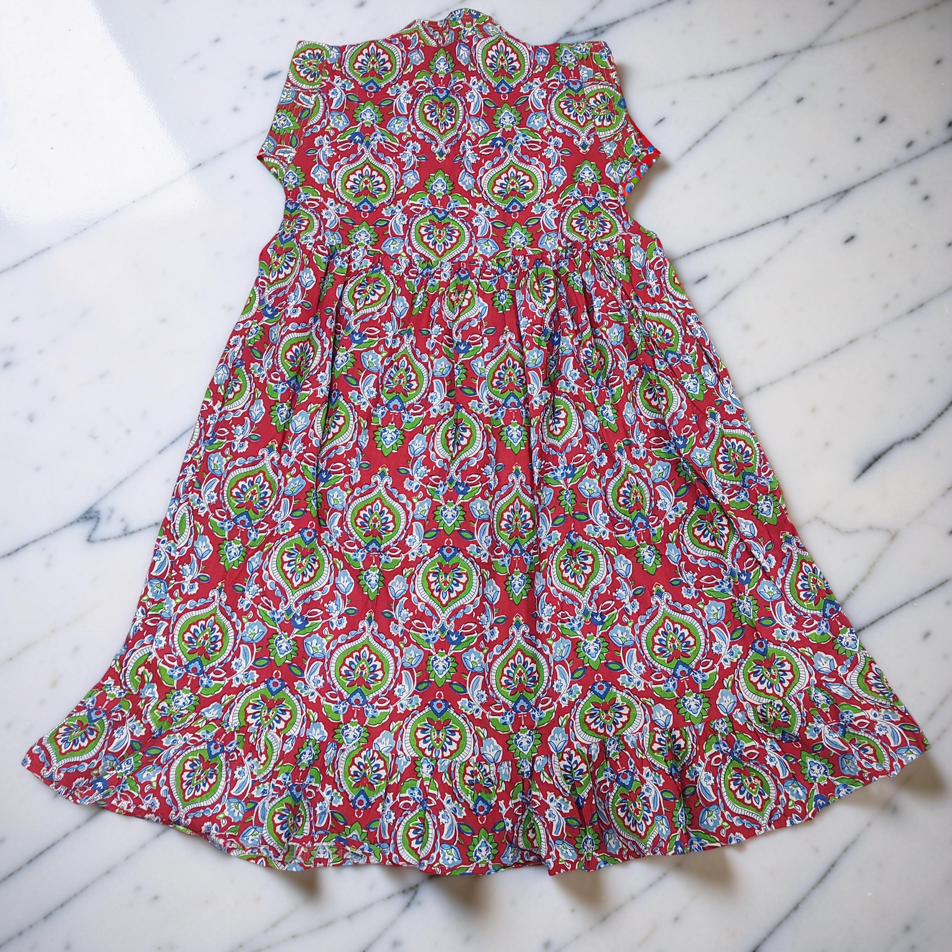 6-7 Year Amani Printed Cotton Girls Dress 38" Short Sleeves Jalabiya 25814-1399 JP