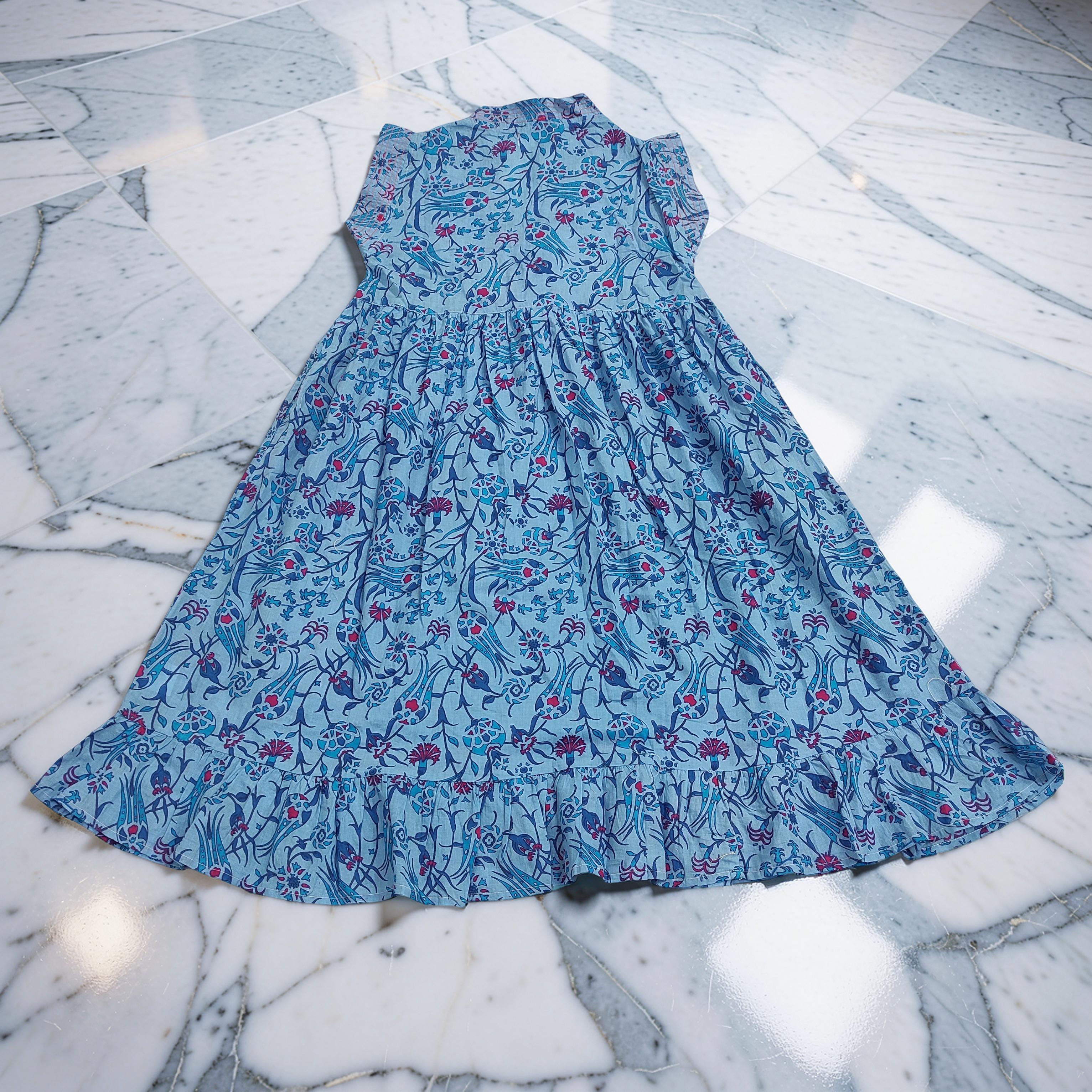 6-7 Year Amani Printed Cotton Girls Dress 38" Short Sleeves Jalabiya 25816-1399 JP