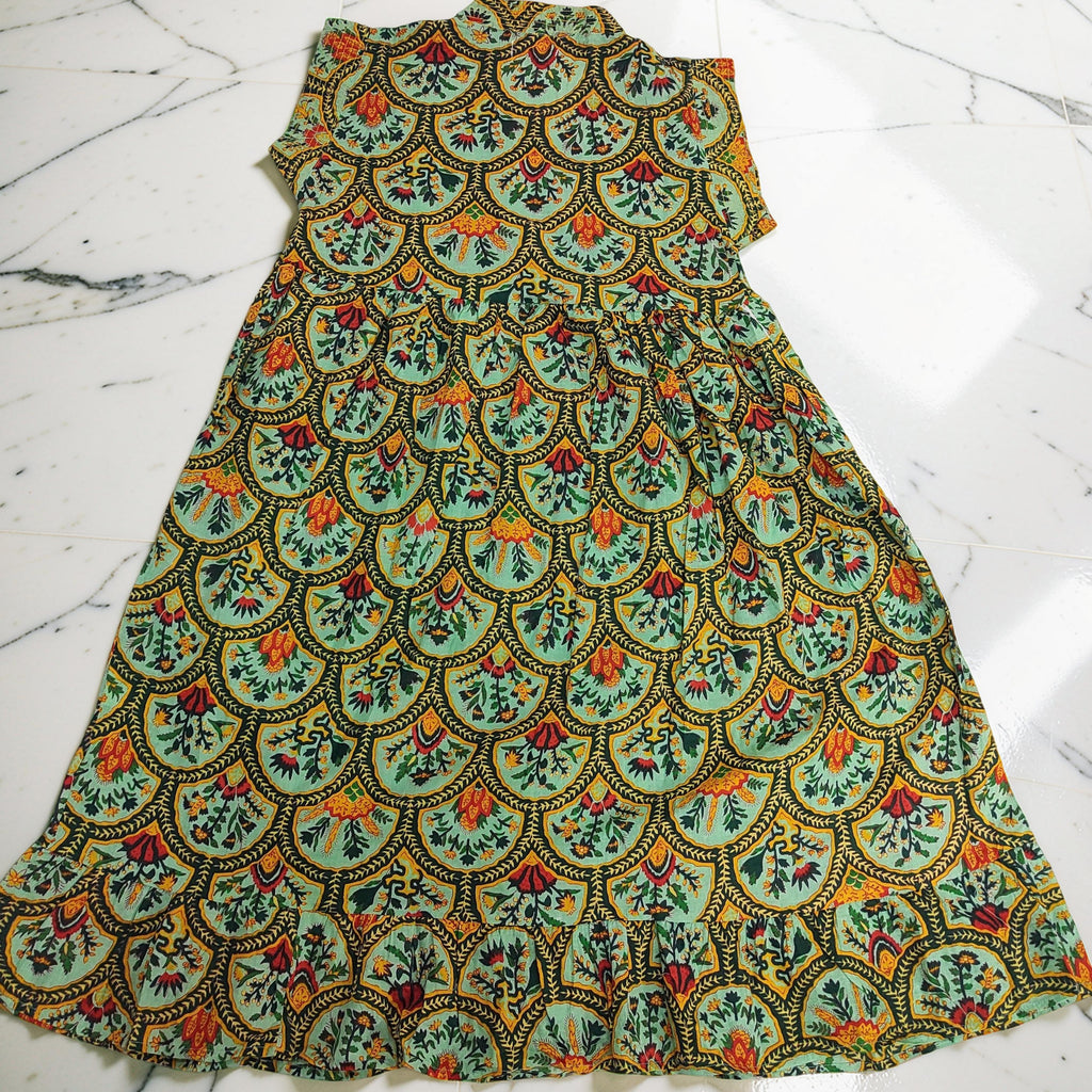 6-7 Year Amani Printed Cotton Girls Dress 38" Short Sleeves Jalabiya 25817-1399 JP