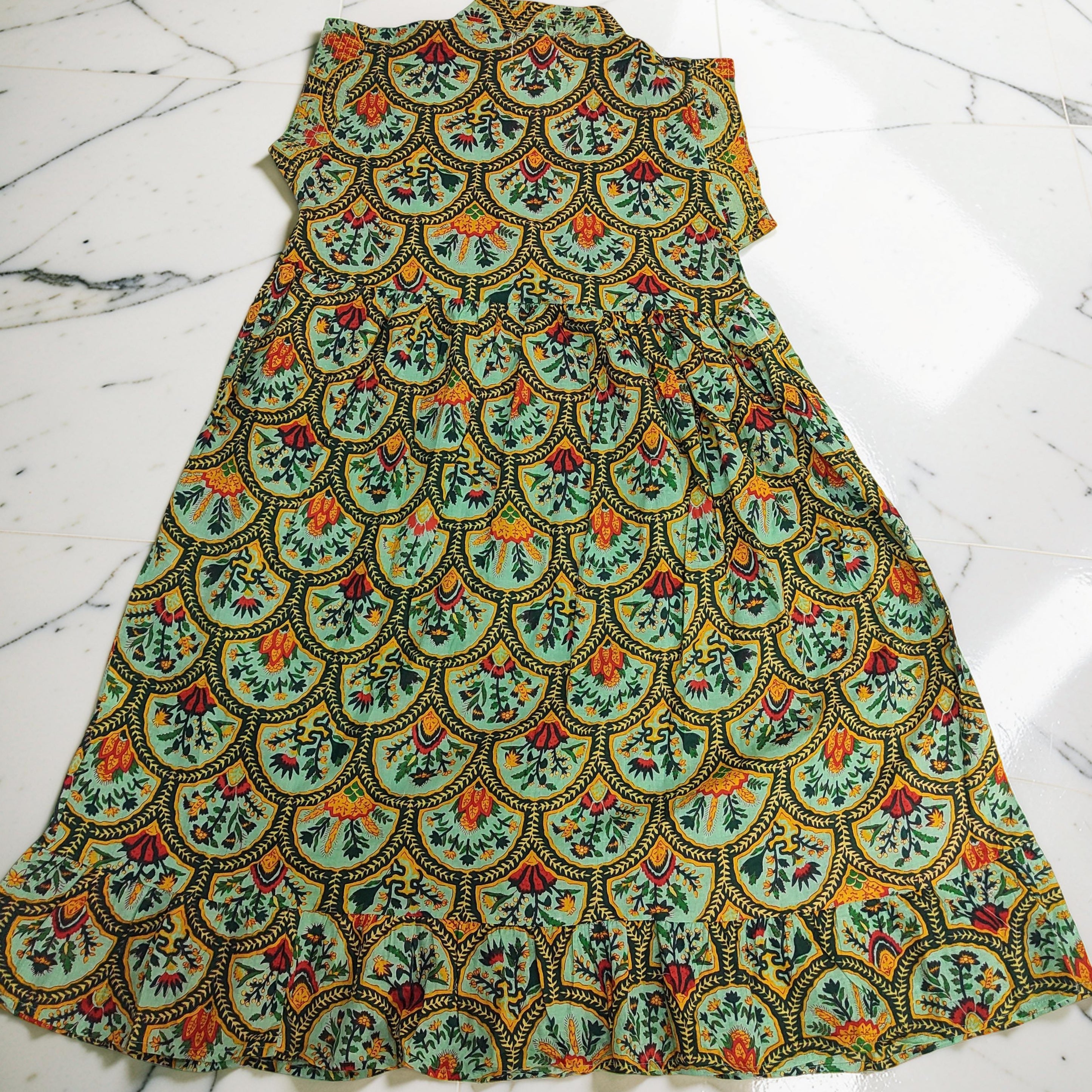 6-7 Year Amani Printed Cotton Girls Dress 38" Short Sleeves Jalabiya 25817-1399 JP