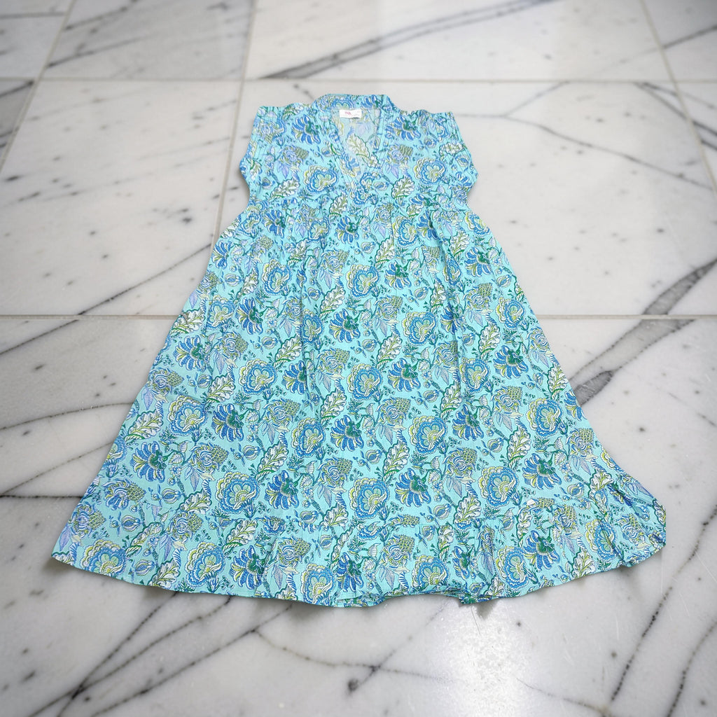 6-7 Year Amani Printed Cotton Girls Dress 38" Short Sleeves Jalabiya 25818-1399 JP