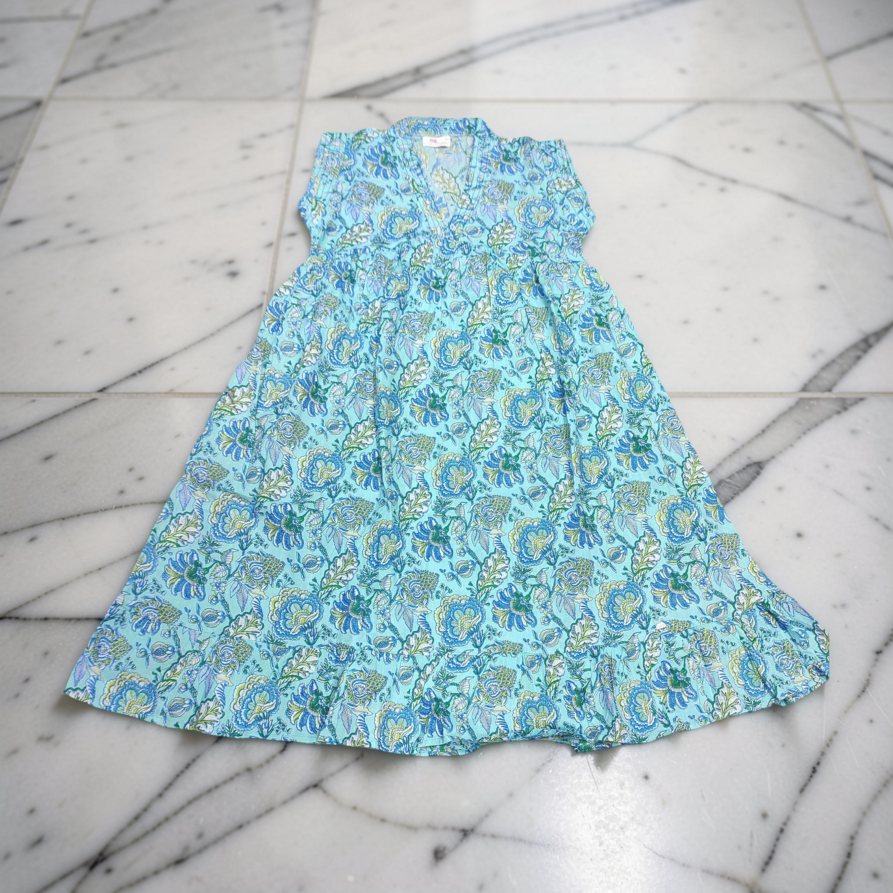 6-7 Year Amani Printed Cotton Girls Dress 38" Short Sleeves Jalabiya 25818-1399 JP