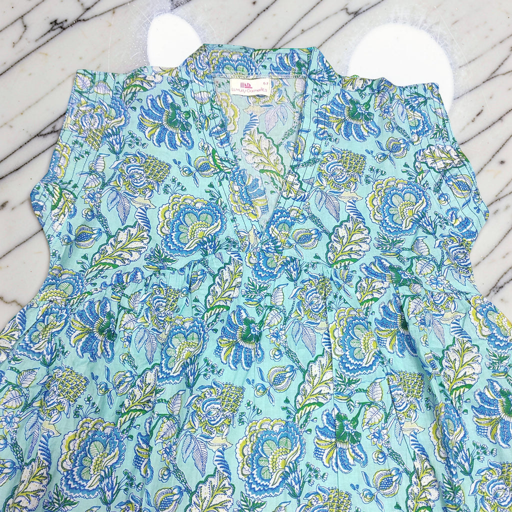 6-7 Year Amani Printed Cotton Girls Dress 38" Short Sleeves Jalabiya 25818-1399 JP