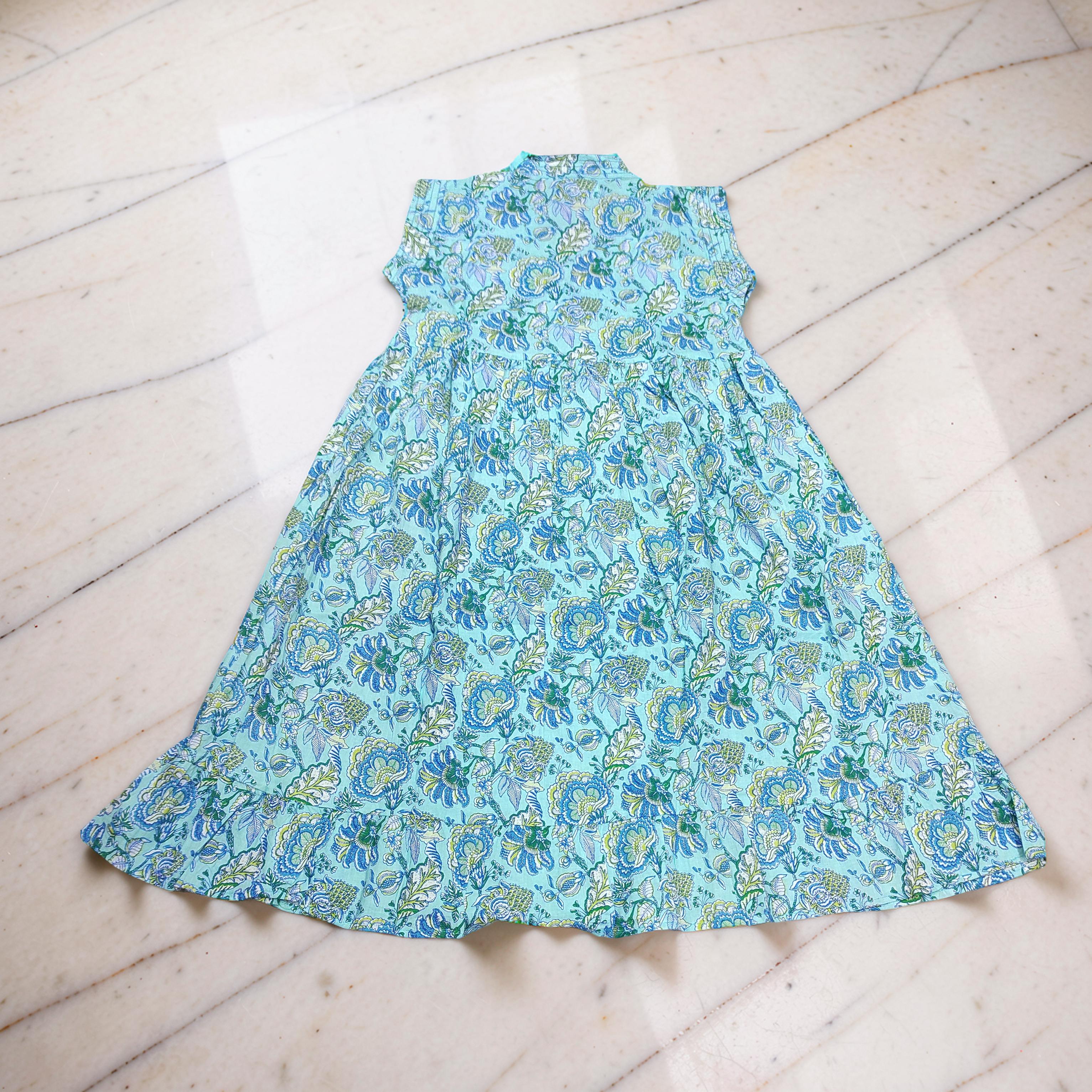 6-7 Year Amani Printed Cotton Girls Dress 38" Short Sleeves Jalabiya 25818-1399 JP