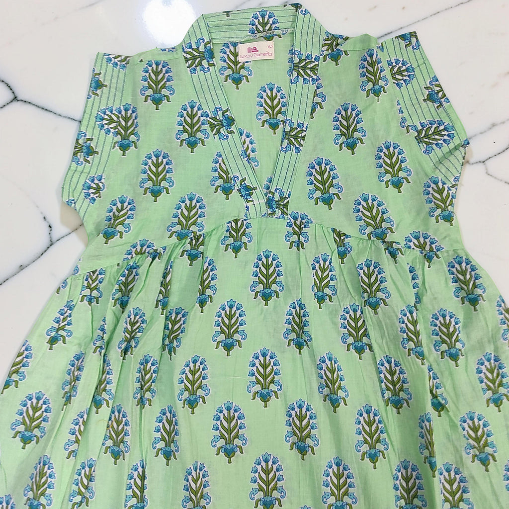 6-7 Year Amani Printed Cotton Girls Dress 38" Short Sleeves Jalabiya 25819-1399 JP