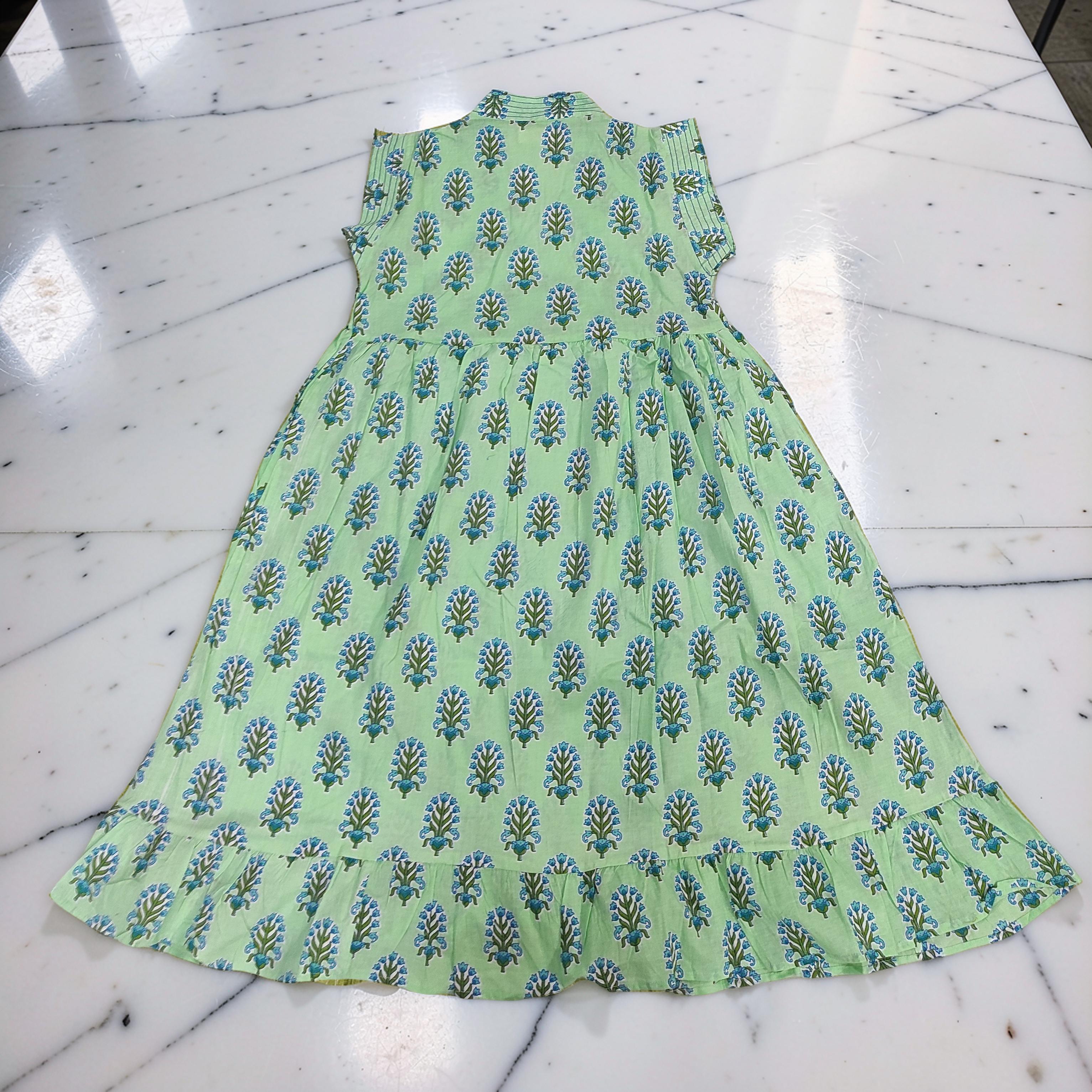 6-7 Year Amani Printed Cotton Girls Dress 38" Short Sleeves Jalabiya 25819-1399 JP
