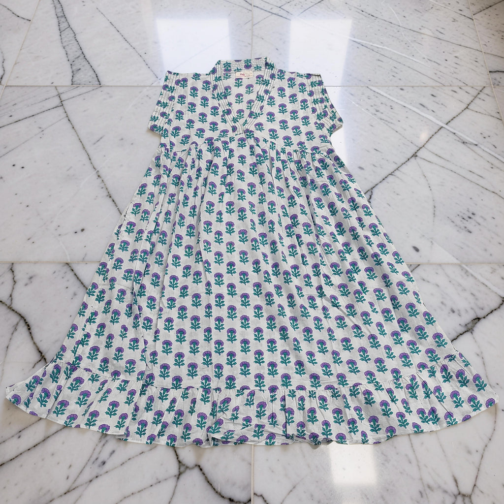 6-7 Year Amani Printed Cotton Girls Dress 38" Short Sleeves Jalabiya 25820-1399 JP