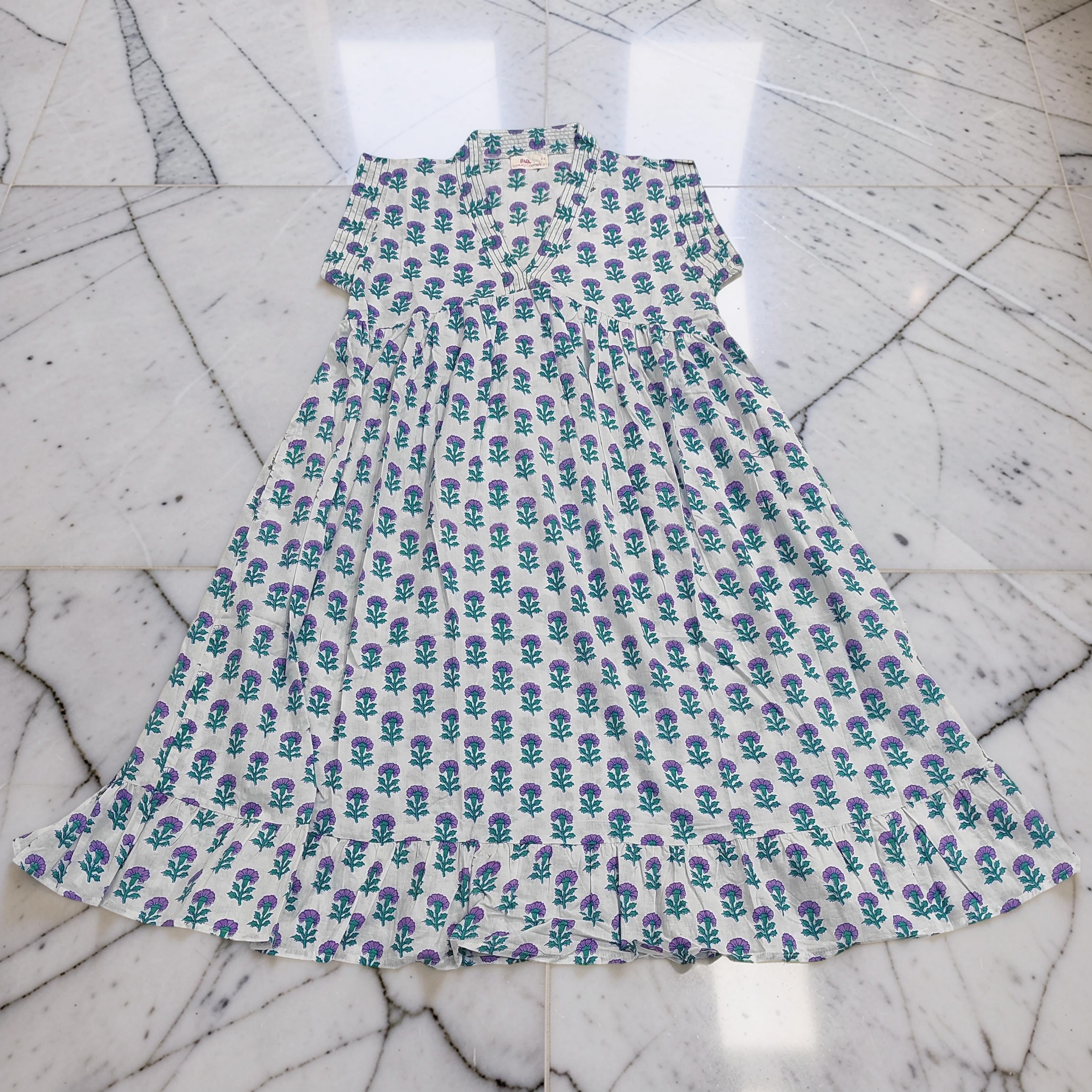 6-7 Year Amani Printed Cotton Girls Dress 38" Short Sleeves Jalabiya 25820-1399 JP