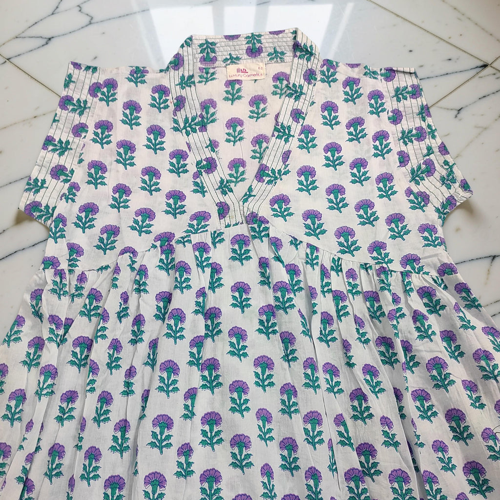 6-7 Year Amani Printed Cotton Girls Dress 38" Short Sleeves Jalabiya 25820-1399 JP