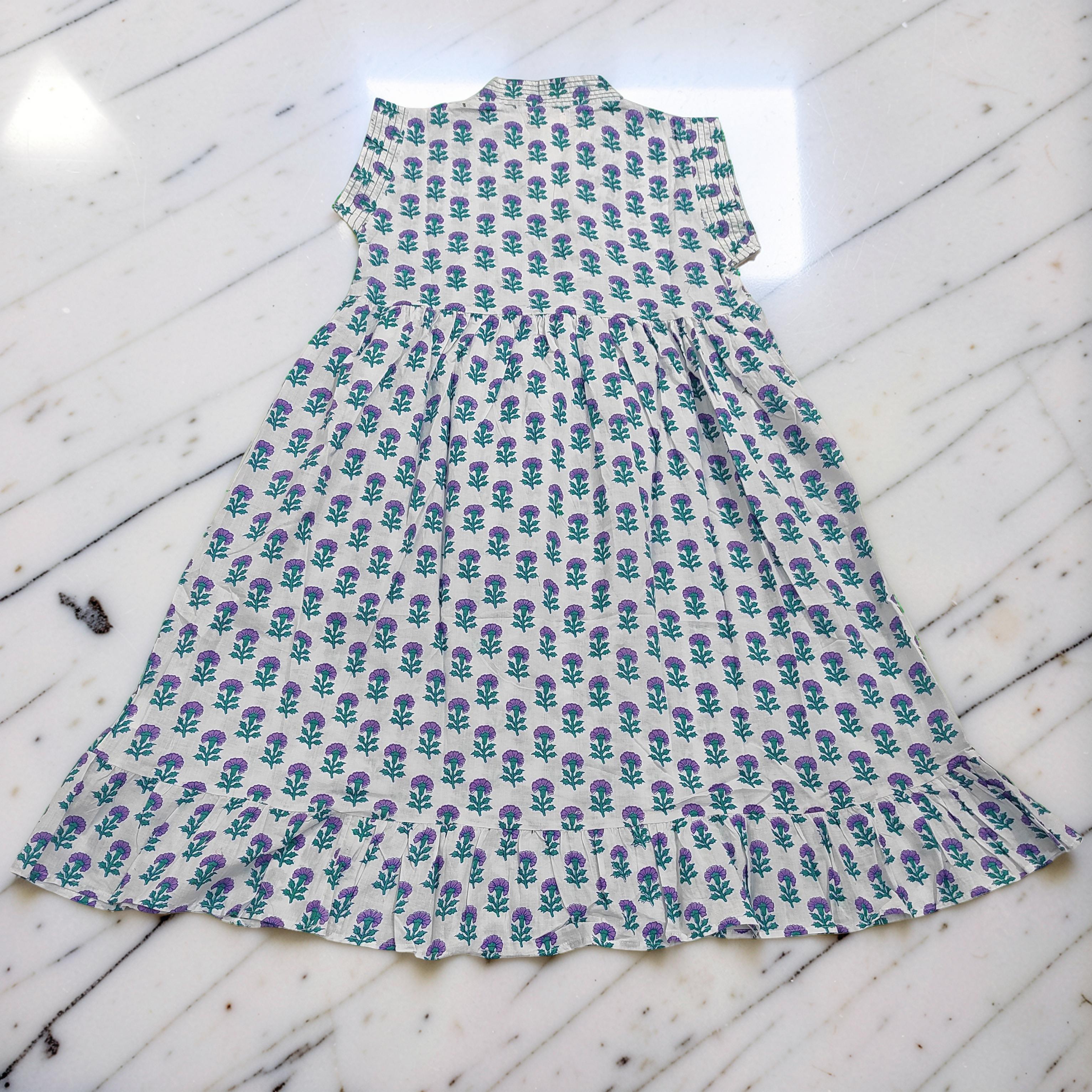 6-7 Year Amani Printed Cotton Girls Dress 38" Short Sleeves Jalabiya 25820-1399 JP