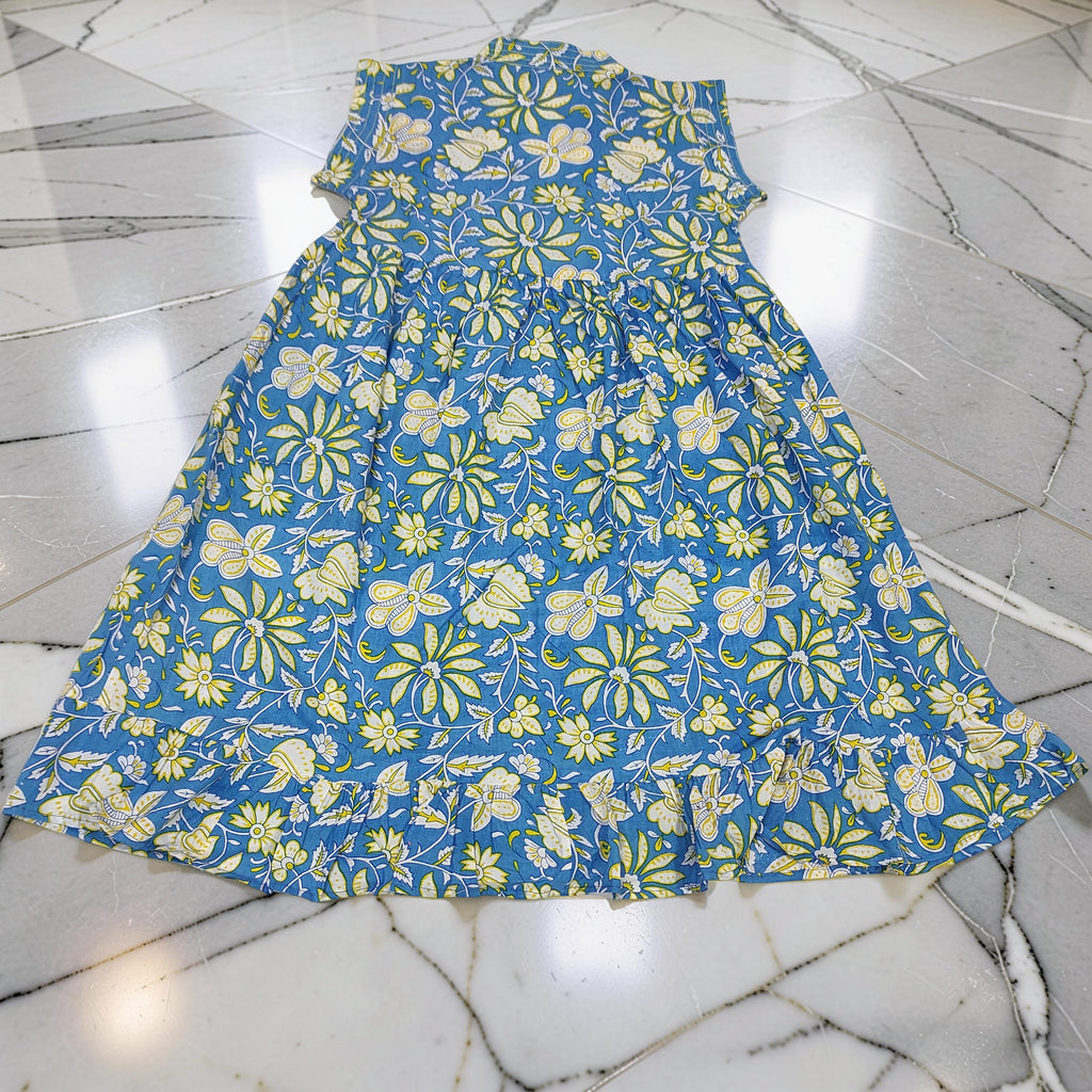 6-7 Year Amani Printed Cotton Girls Dress 38" Short Sleeves Jalabiya 25821-1399 JP