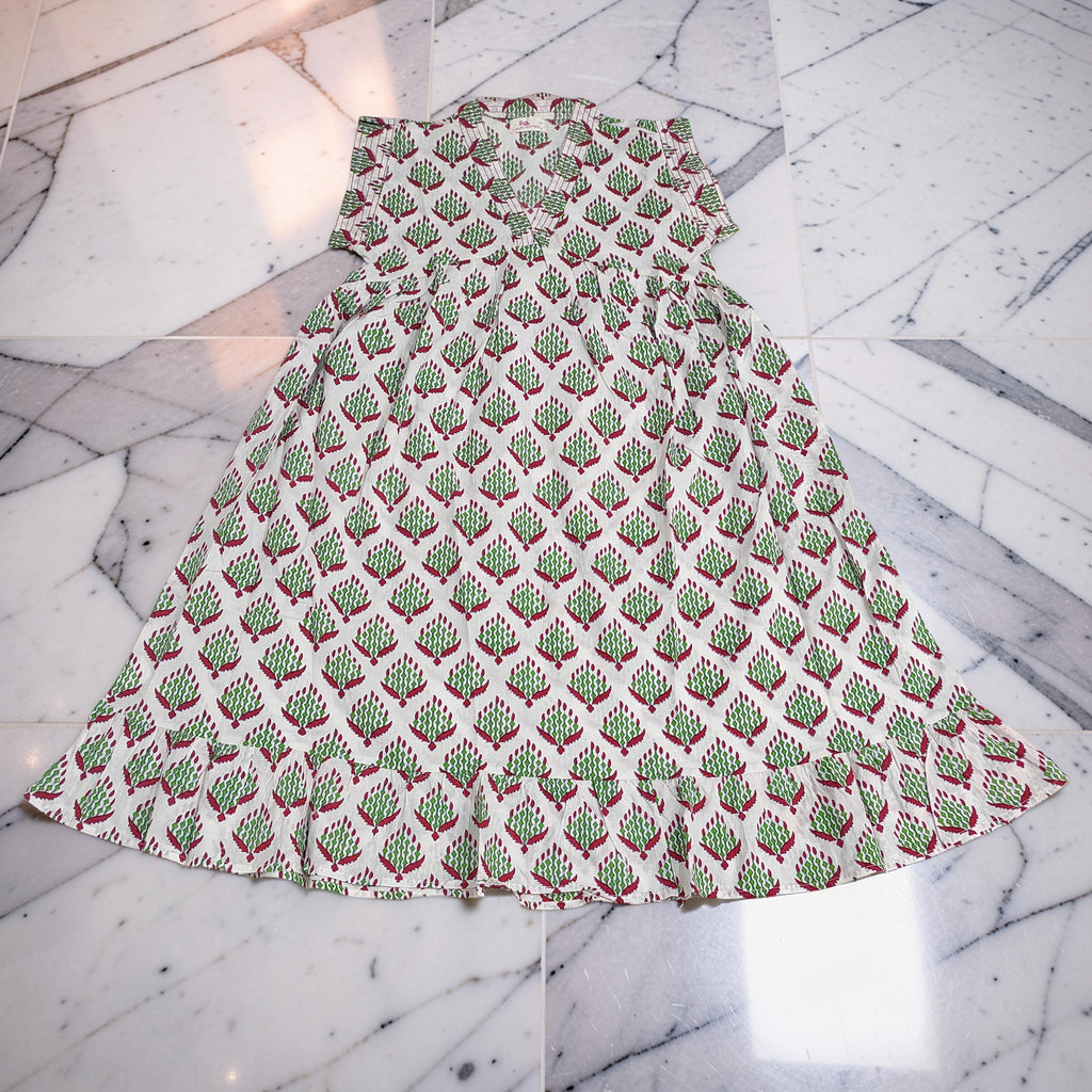 6-7 Year Amani Printed Cotton Girls Dress 38" Short Sleeves Jalabiya 25822-1399 JP