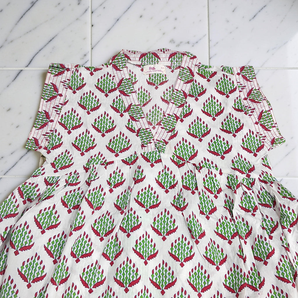 6-7 Year Amani Printed Cotton Girls Dress 38" Short Sleeves Jalabiya 25822-1399 JP