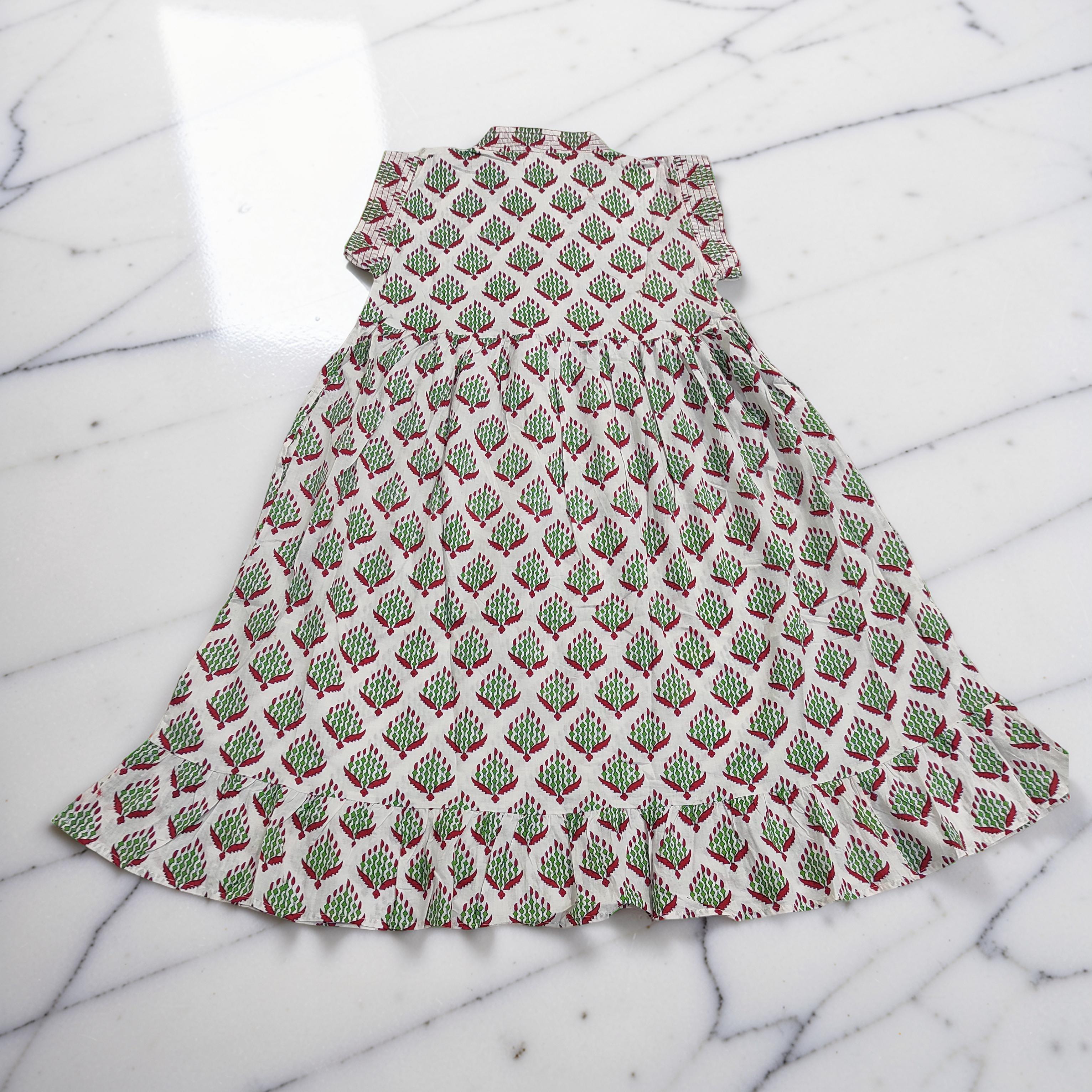 6-7 Year Amani Printed Cotton Girls Dress 38" Short Sleeves Jalabiya 25822-1399 JP