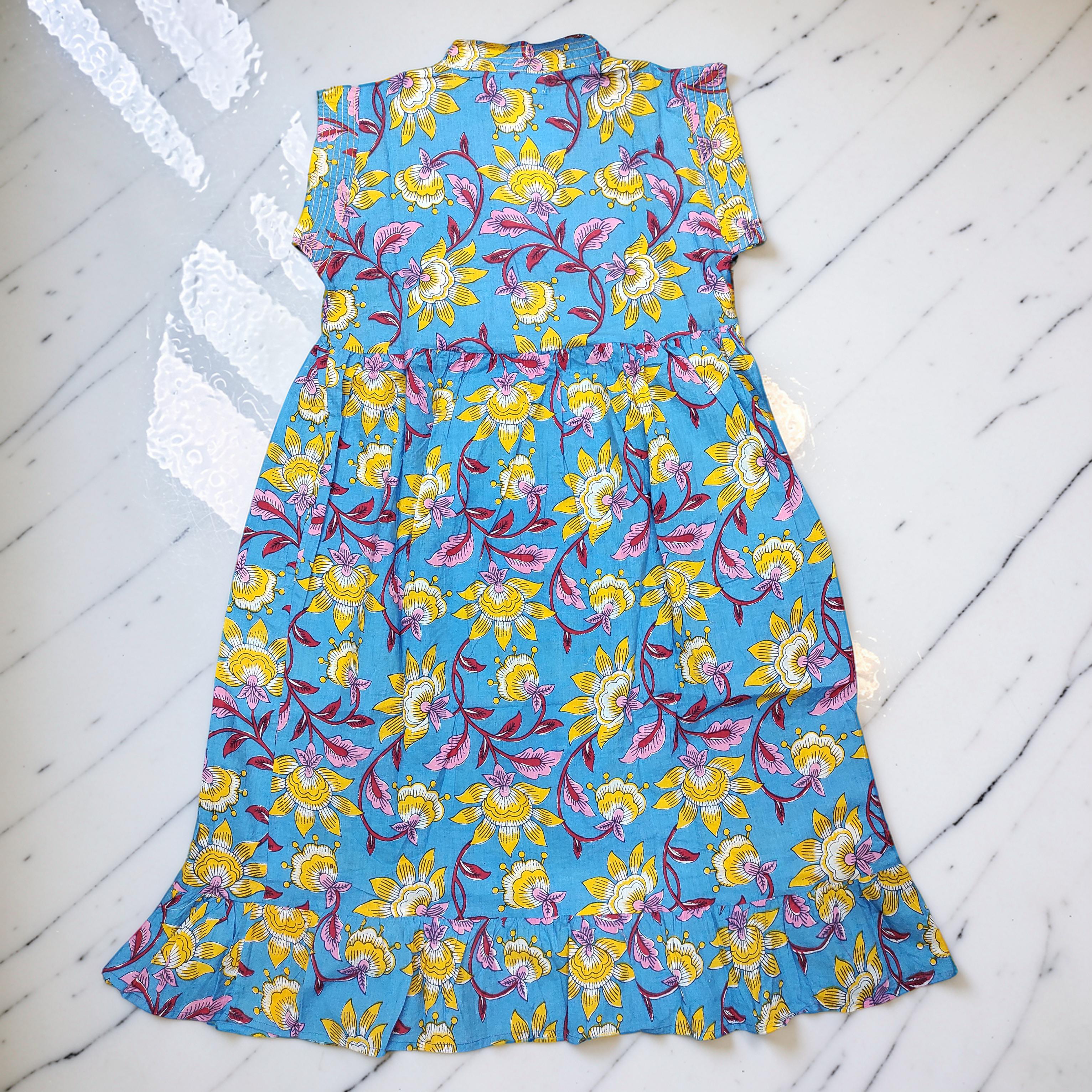 6-7 Year Amani Printed Cotton Girls Dress 38" Short Sleeves Jalabiya 25823-1399 JP