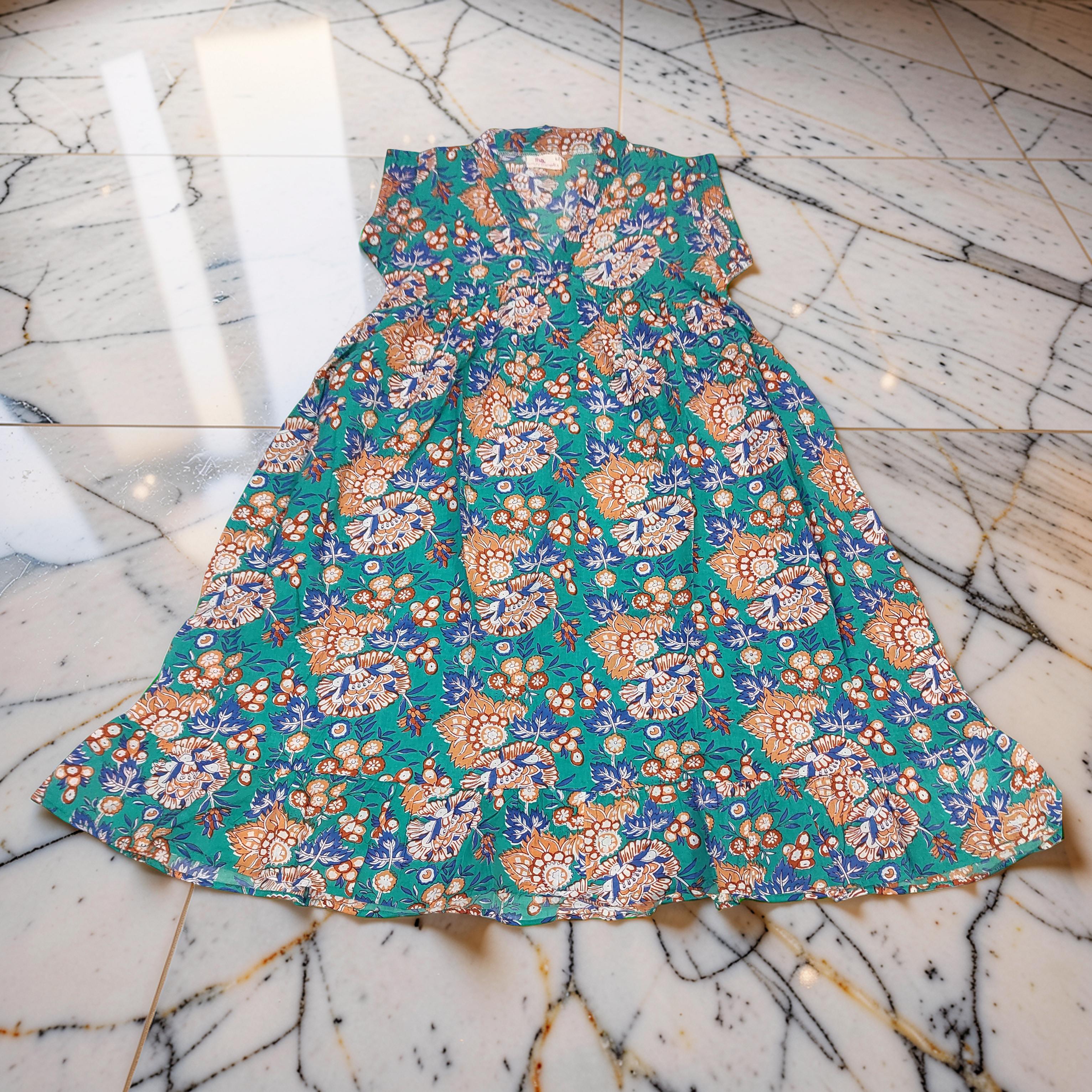 6-7 Year Amani Printed Cotton Girls Dress 38" Short Sleeves Jalabiya 25824-1399 JP