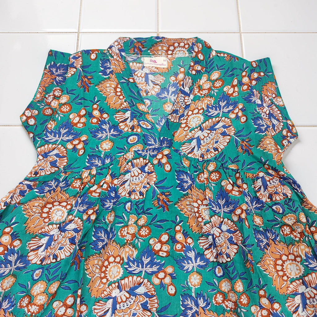 6-7 Year Amani Printed Cotton Girls Dress 38" Short Sleeves Jalabiya 25824-1399 JP