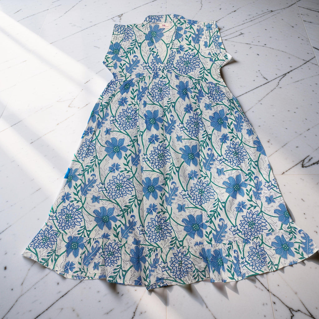 6-7 Year Amani Printed Cotton Girls Dress 38" Short Sleeves Jalabiya 25825-1399 JP