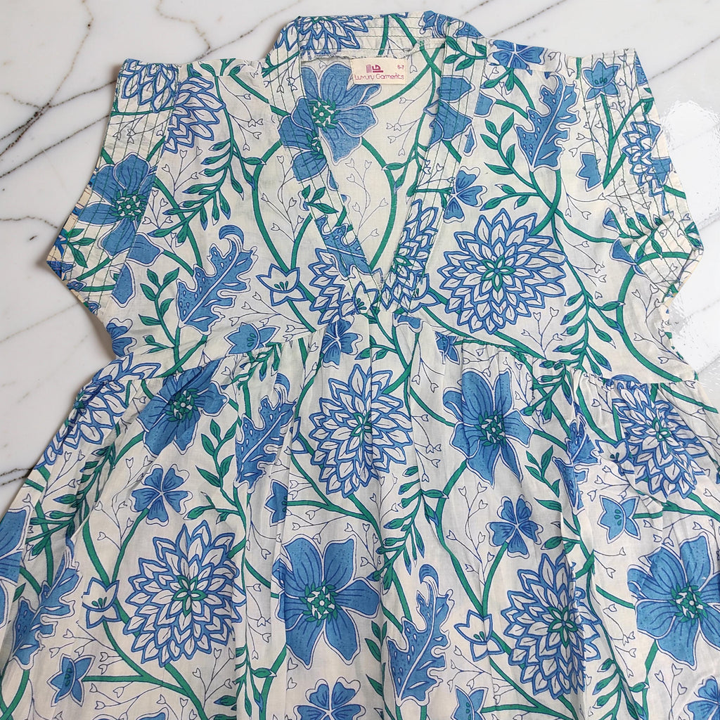 6-7 Year Amani Printed Cotton Girls Dress 38" Short Sleeves Jalabiya 25825-1399 JP