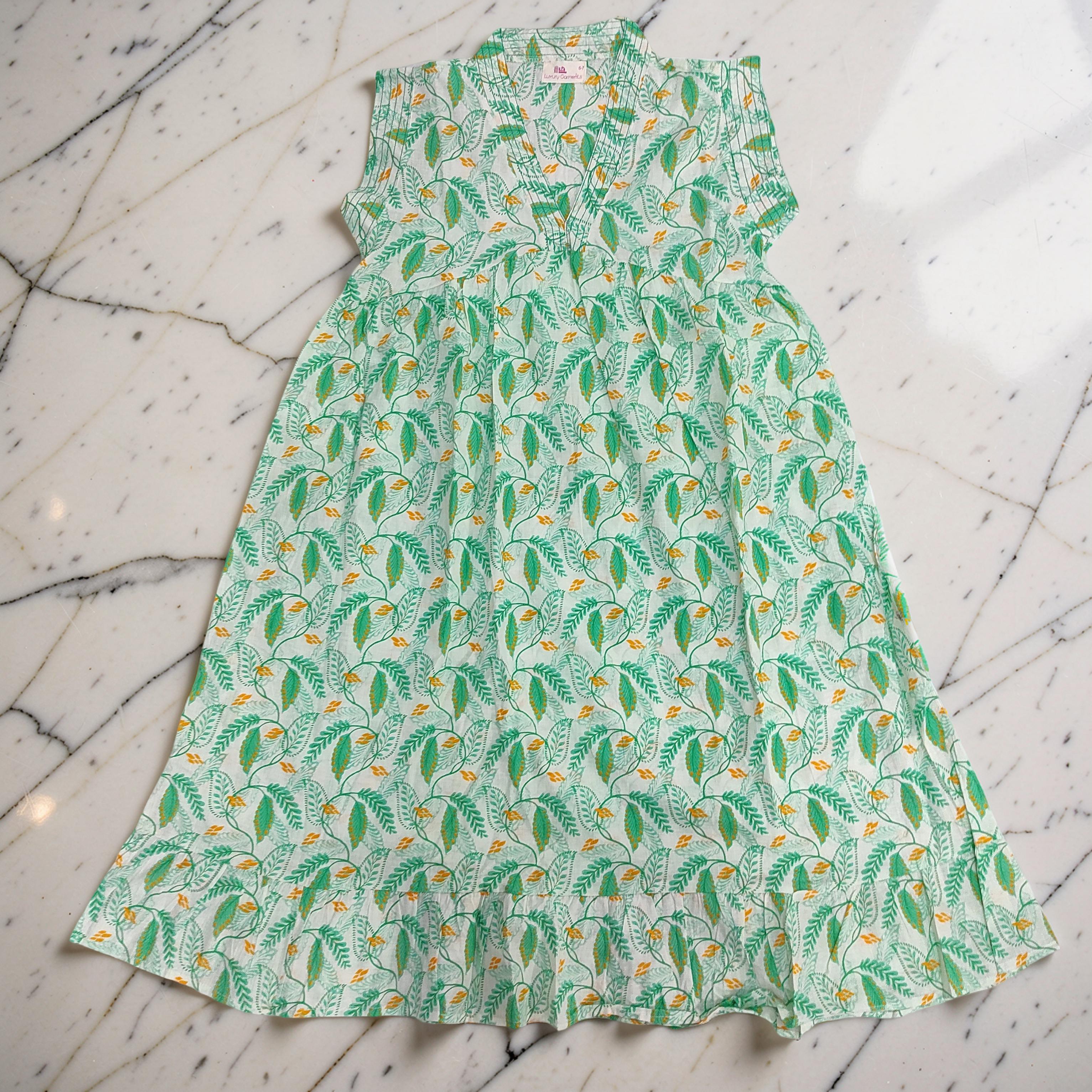 6-7 Year Amani Printed Cotton Girls Dress 38" Short Sleeves Jalabiya 25827-1399 JP