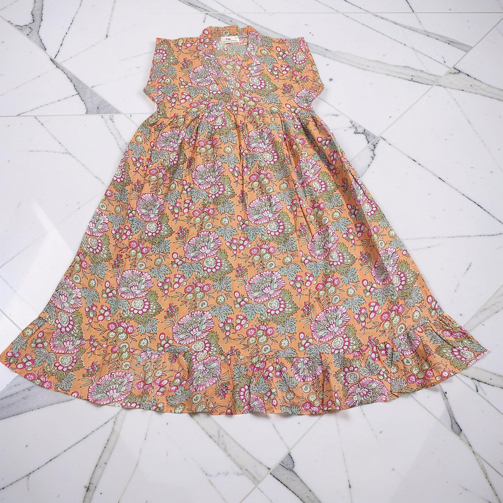 6-7 Year Amani Printed Cotton Girls Dress 38" Short Sleeves Jalabiya 25828-1399 JP