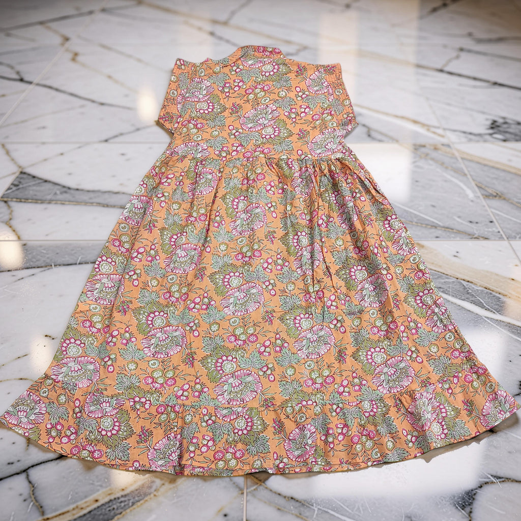 6-7 Year Amani Printed Cotton Girls Dress 38" Short Sleeves Jalabiya 25828-1399 JP