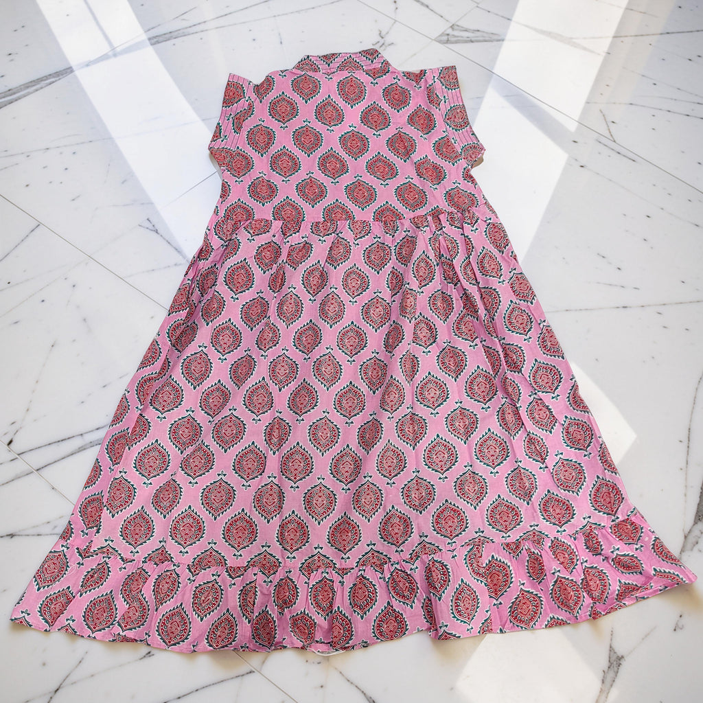 6-7 Year Amani Printed Cotton Girls Dress 38" Short Sleeves Jalabiya 25829-1399 JP
