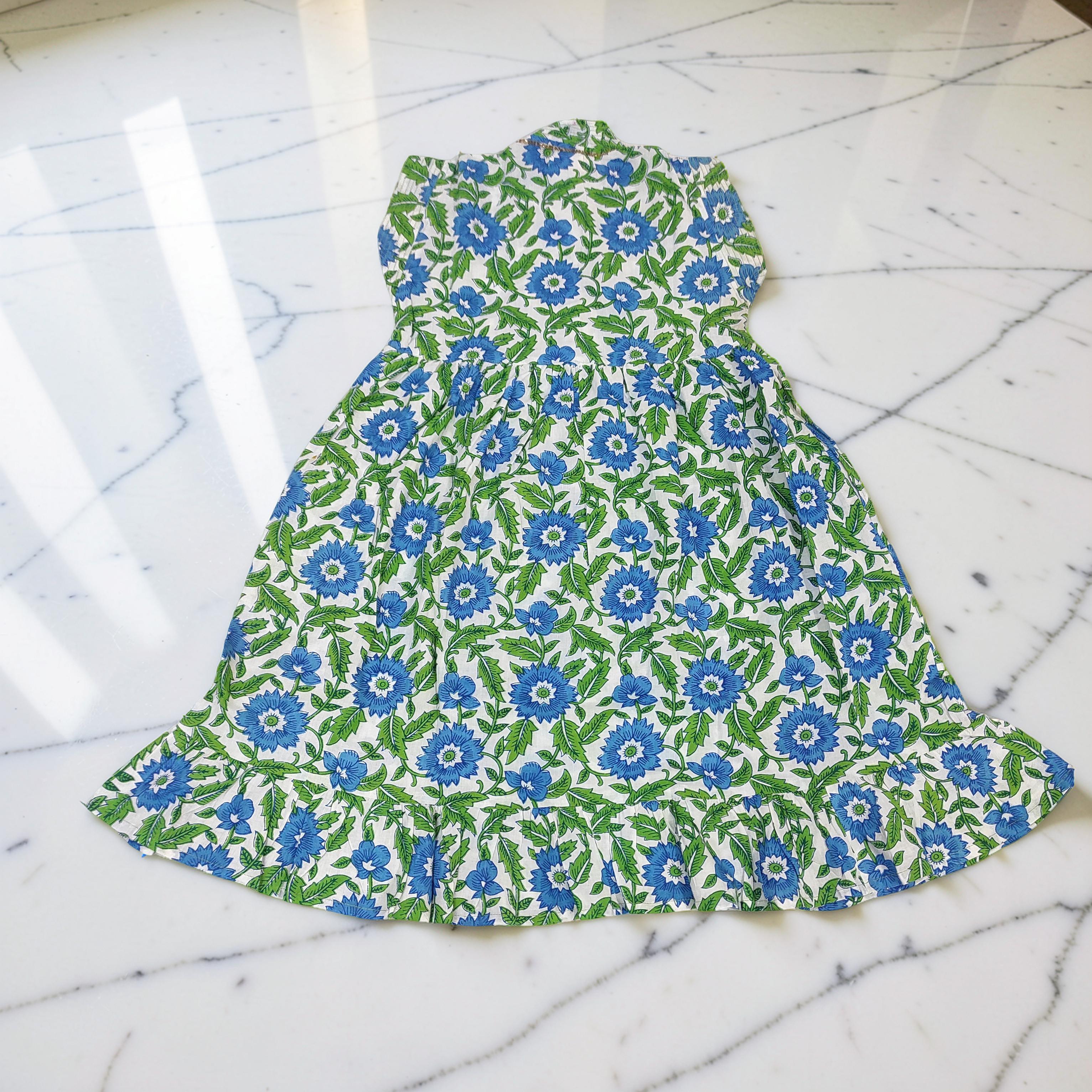 6-7 Year Amani Printed Cotton Girls Dress 38" Short Sleeves Jalabiya 25830-1399 JP