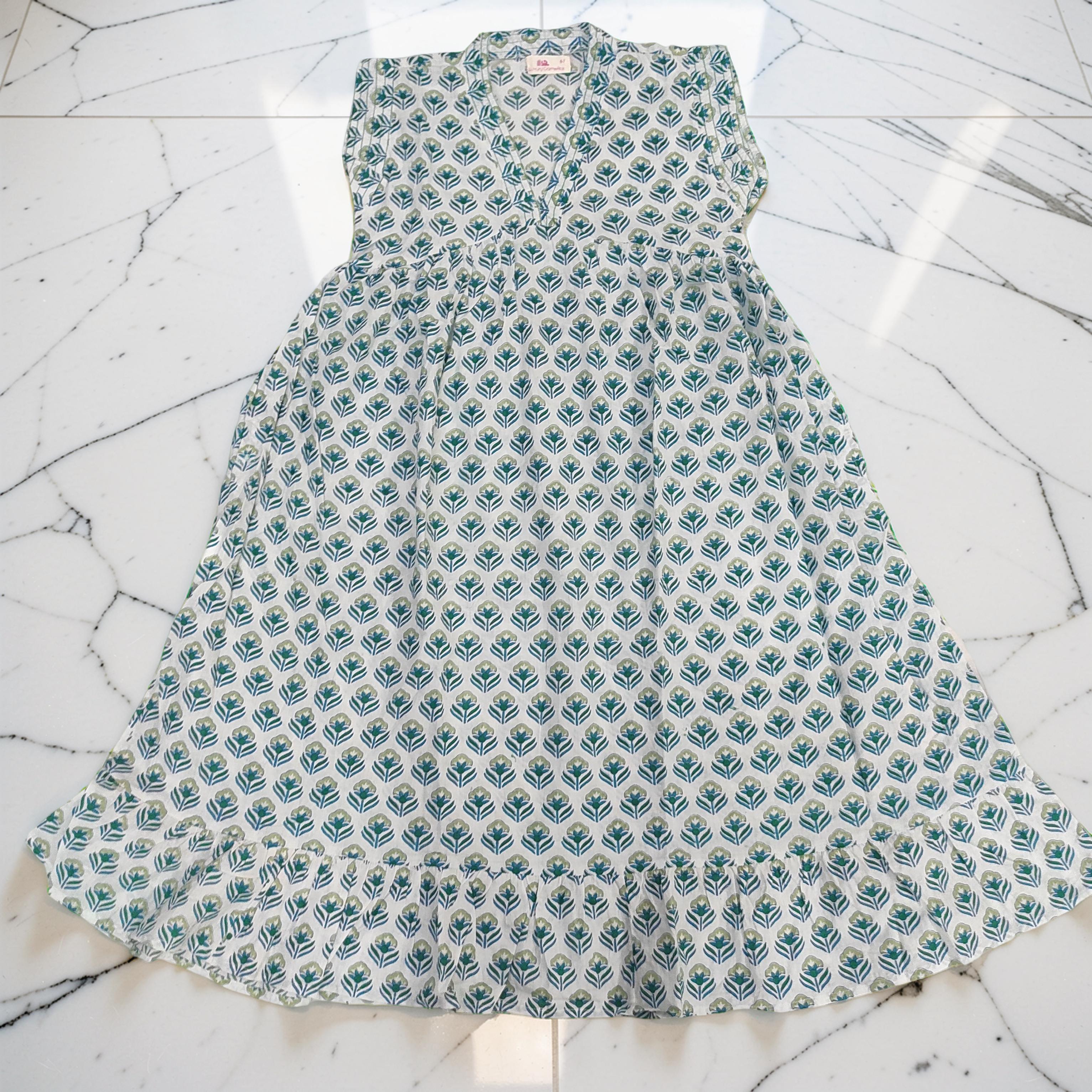 6-7 Year Amani Printed Cotton Girls Dress 38" Short Sleeves Jalabiya 25836-1399 JP