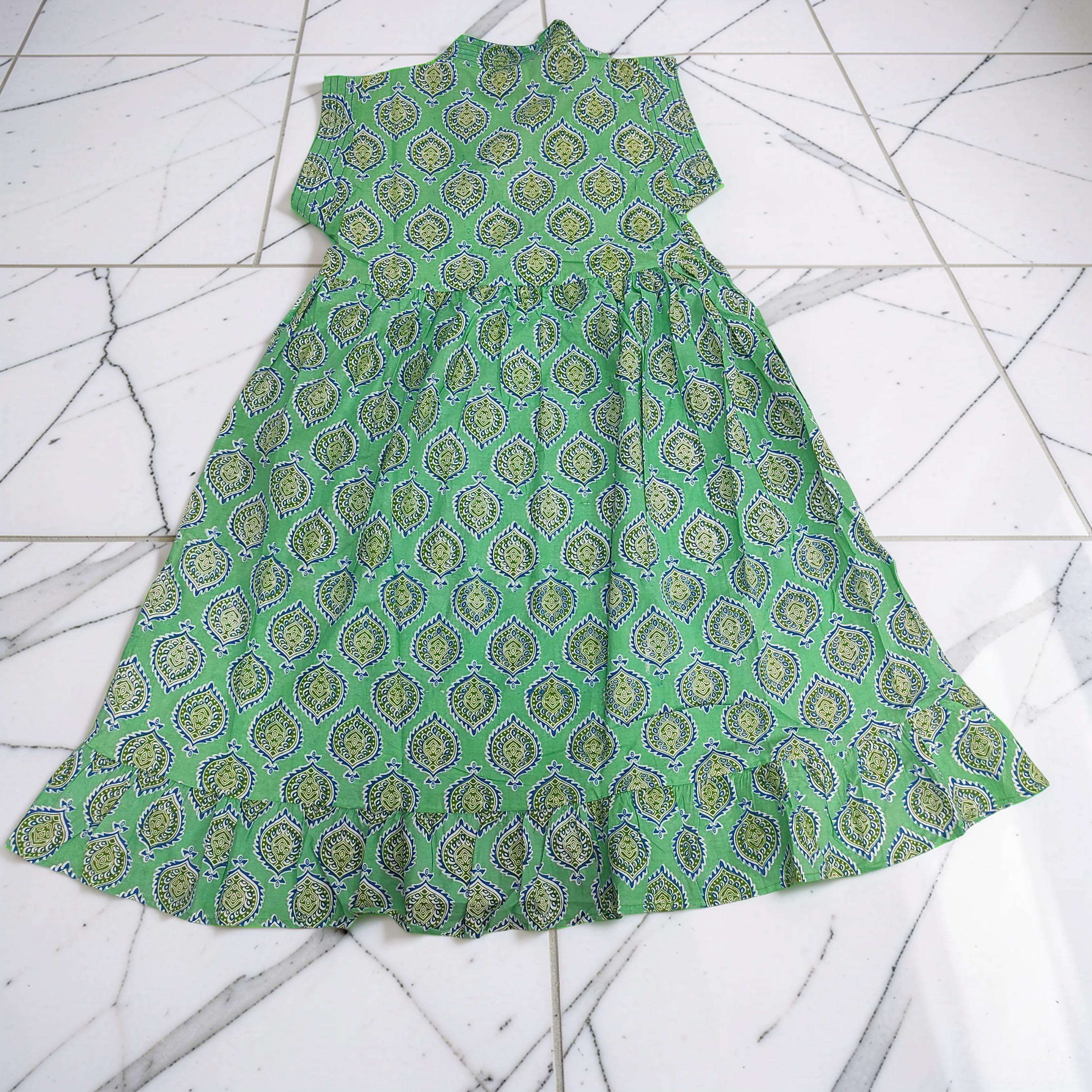 6-7 Year Amani Printed Cotton Girls Dress 38" Short Sleeves Jalabiya 25837-1399 JP