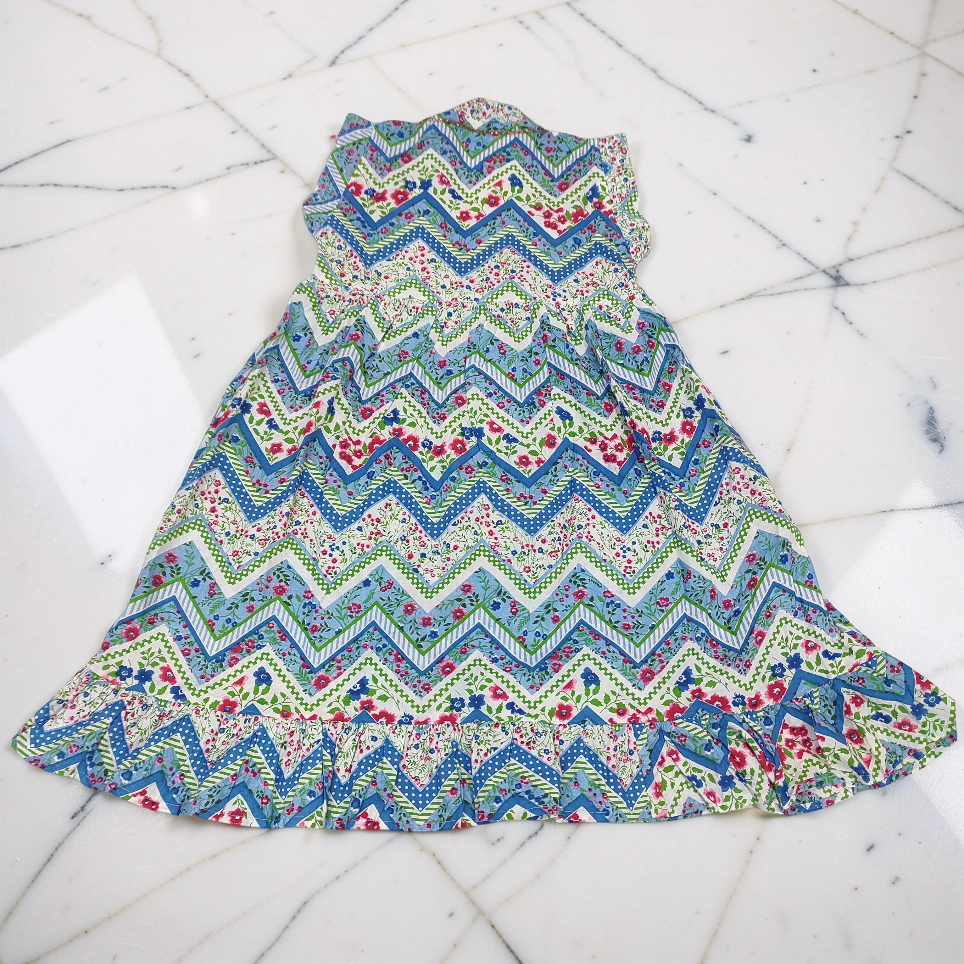 6-7 Year Amani Printed Cotton Girls Dress 38" Short Sleeves Jalabiya 25838-1399 JP