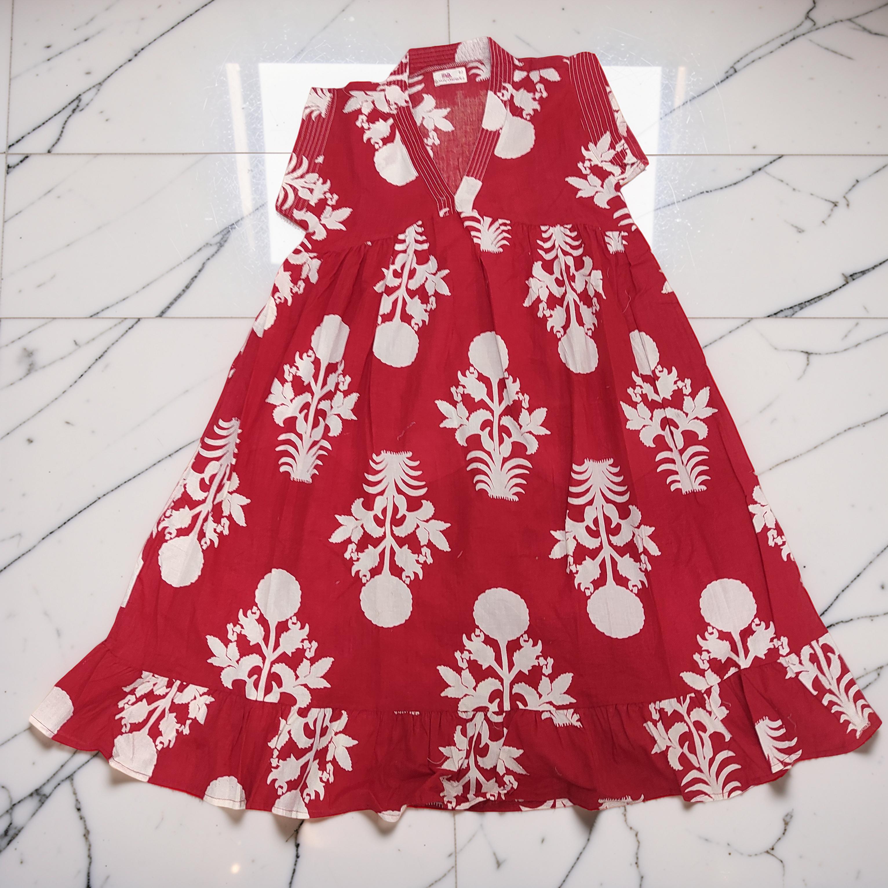 6-7 Year Amani Printed Cotton Girls Dress 38" Short Sleeves Jalabiya 25839-1399 JP