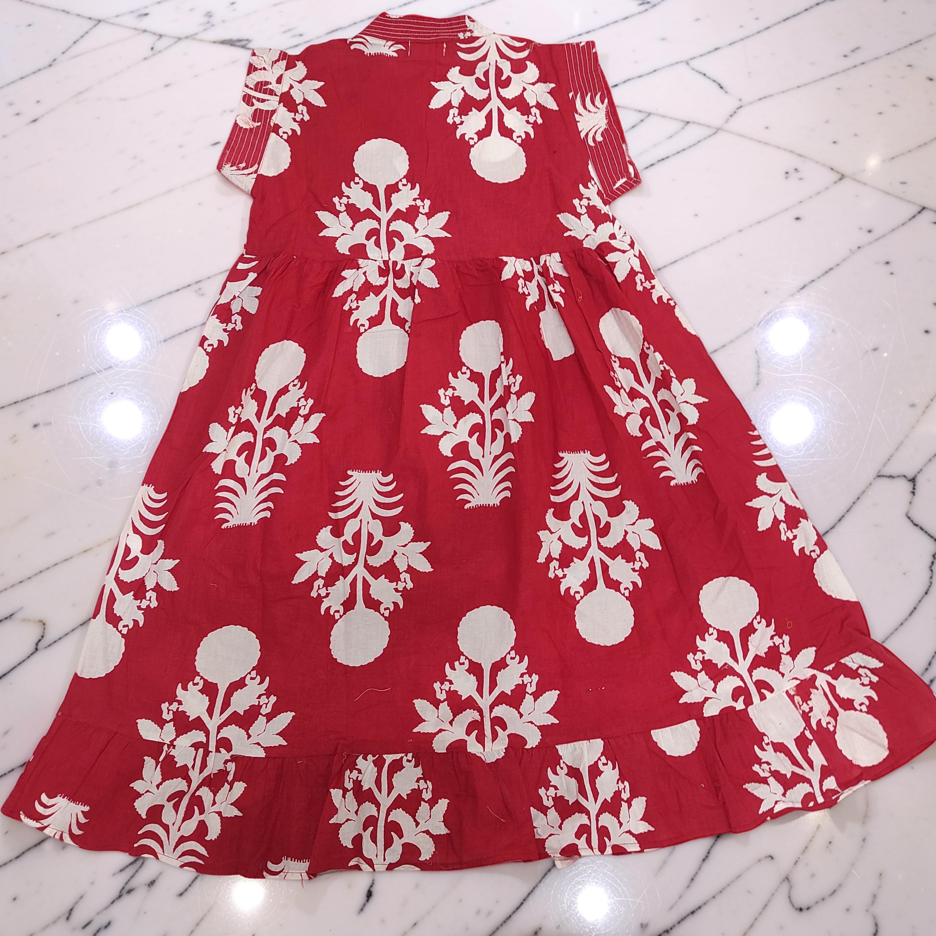 6-7 Year Amani Printed Cotton Girls Dress 38" Short Sleeves Jalabiya 25839-1399 JP