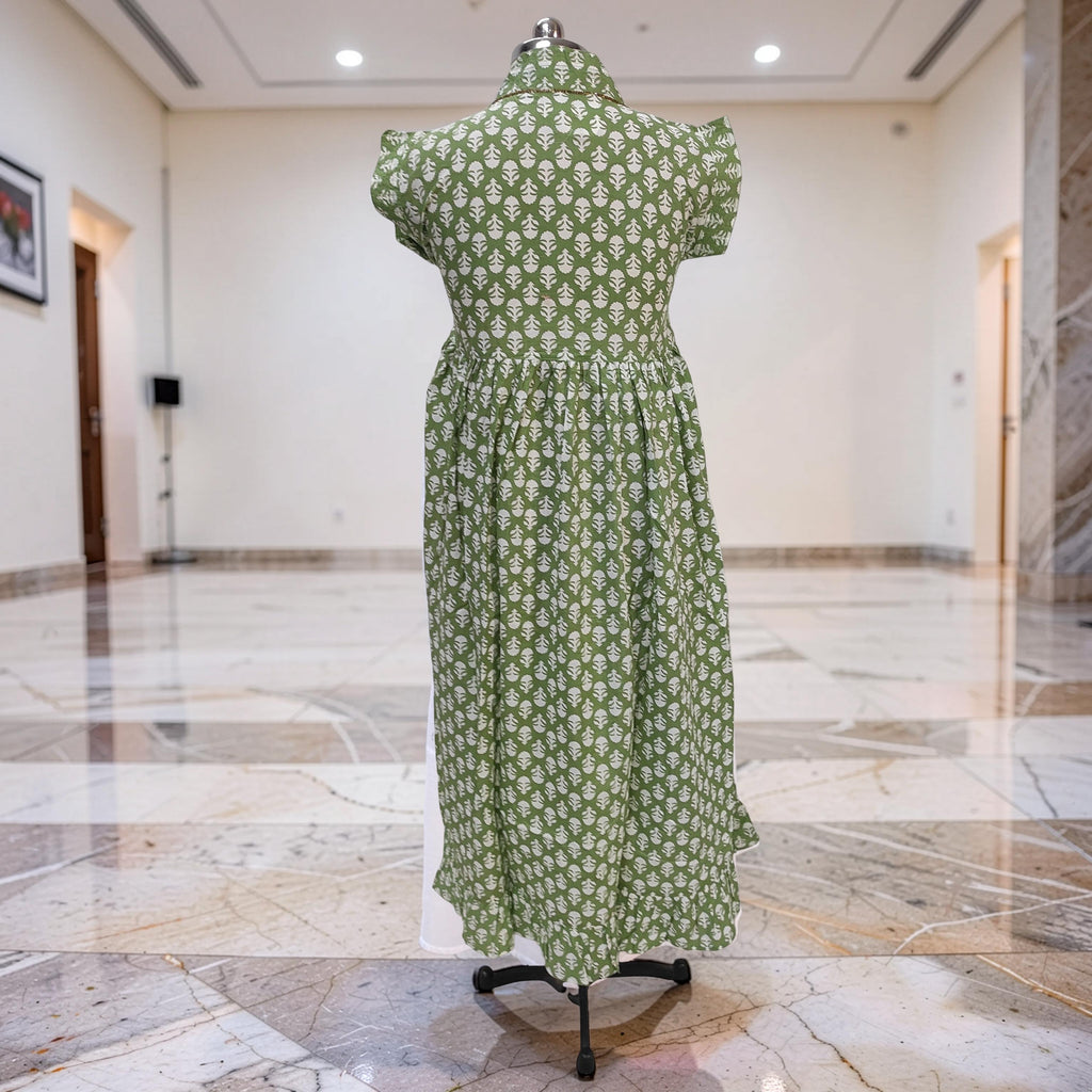 XS/S  Amani Printed Cotton Dress 54" Short Sleeves Jalabiya 25840-1399 JP