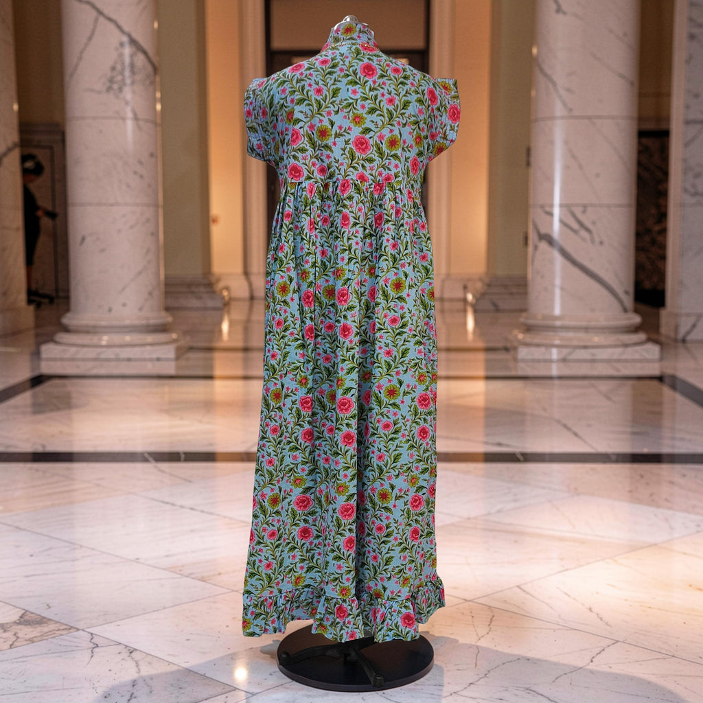 L-XL Amani Printed Cotton Dress 57" Short Sleeves Jalabiya 25842-1370 JP