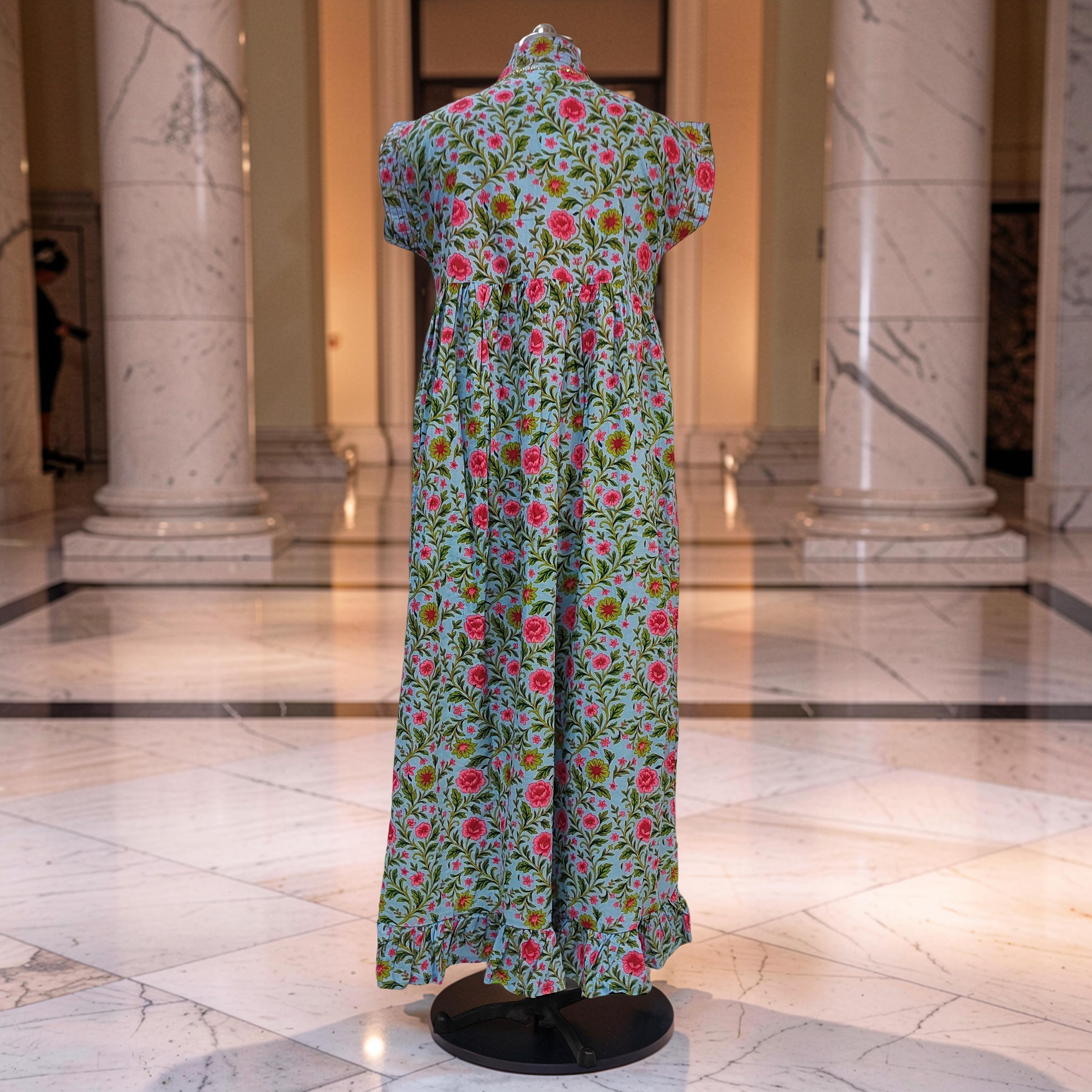 L-XL Amani Printed Cotton Dress 57" Short Sleeves Jalabiya 25842-1370 JP