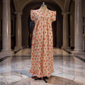 L-XL Amani Printed Cotton Dress 57" Short Sleeves Jalabiya 25843-1370 JP